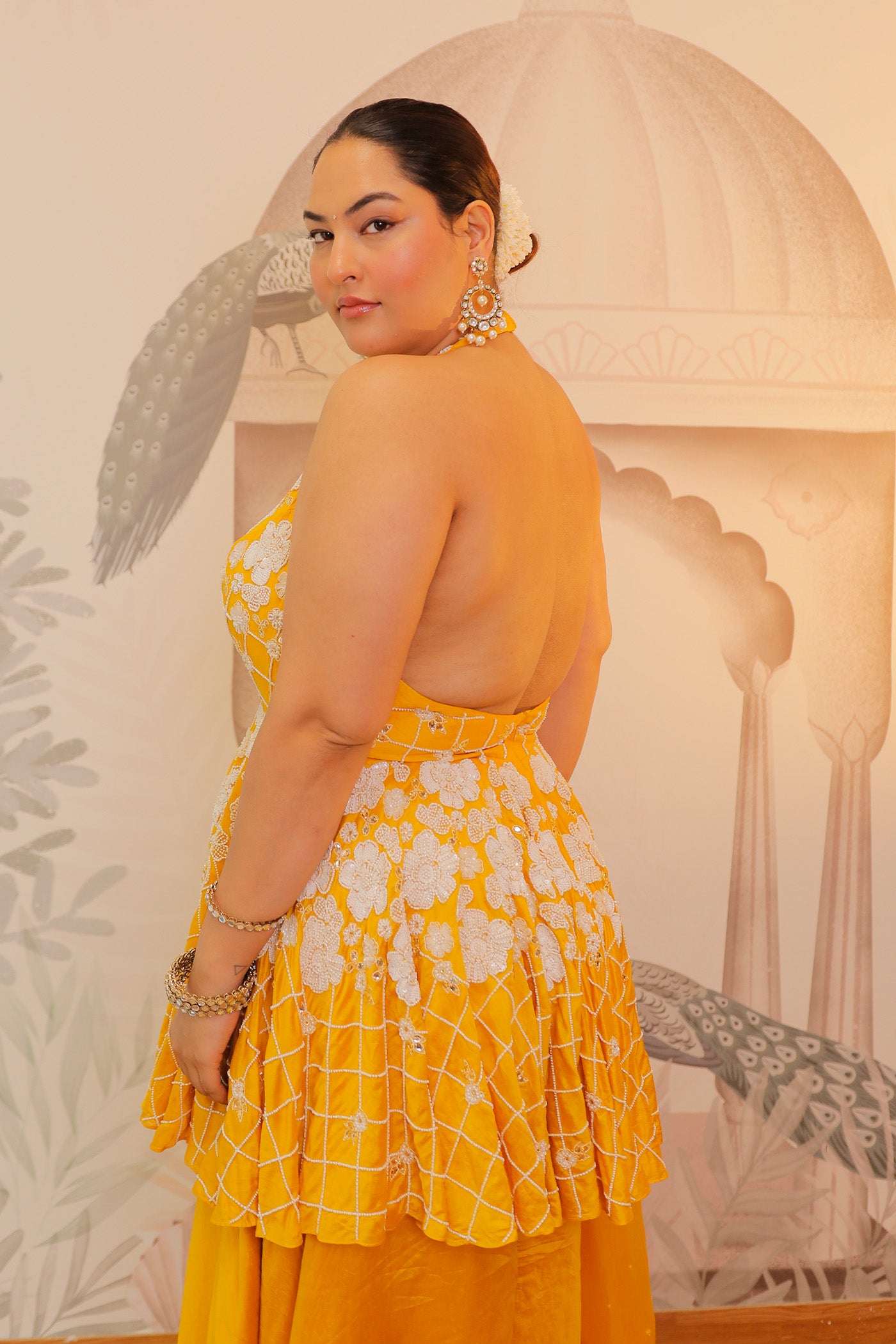 Sakshi Sindhwani in Soleil Halter Charm Sharara