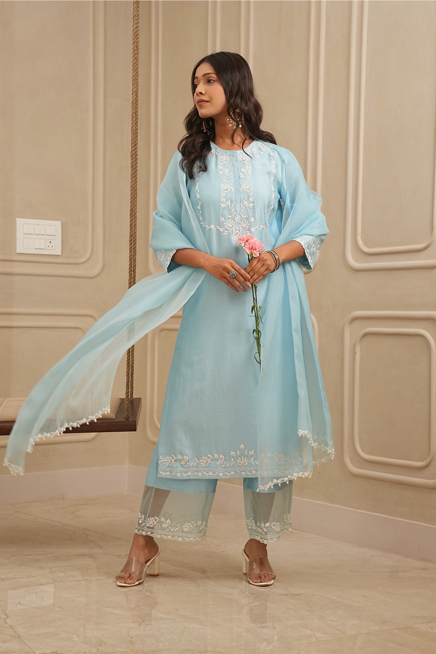 Sky Bliss Kurta and palazzo set with dupatta