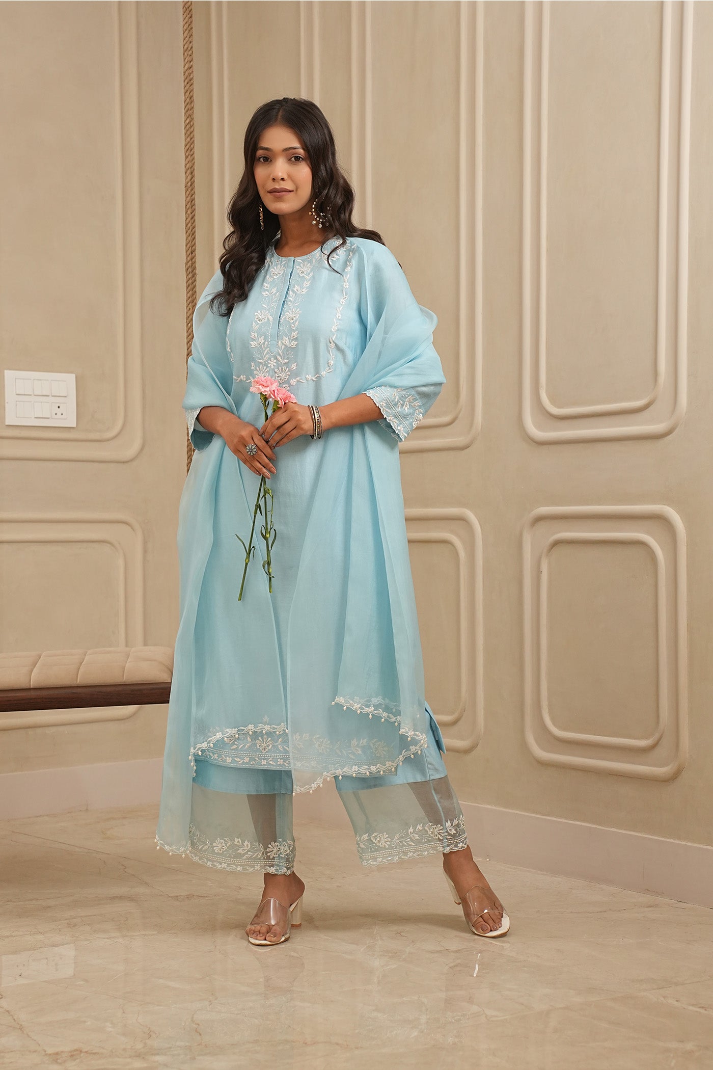 Sky Bliss Kurta and palazzo set with dupatta