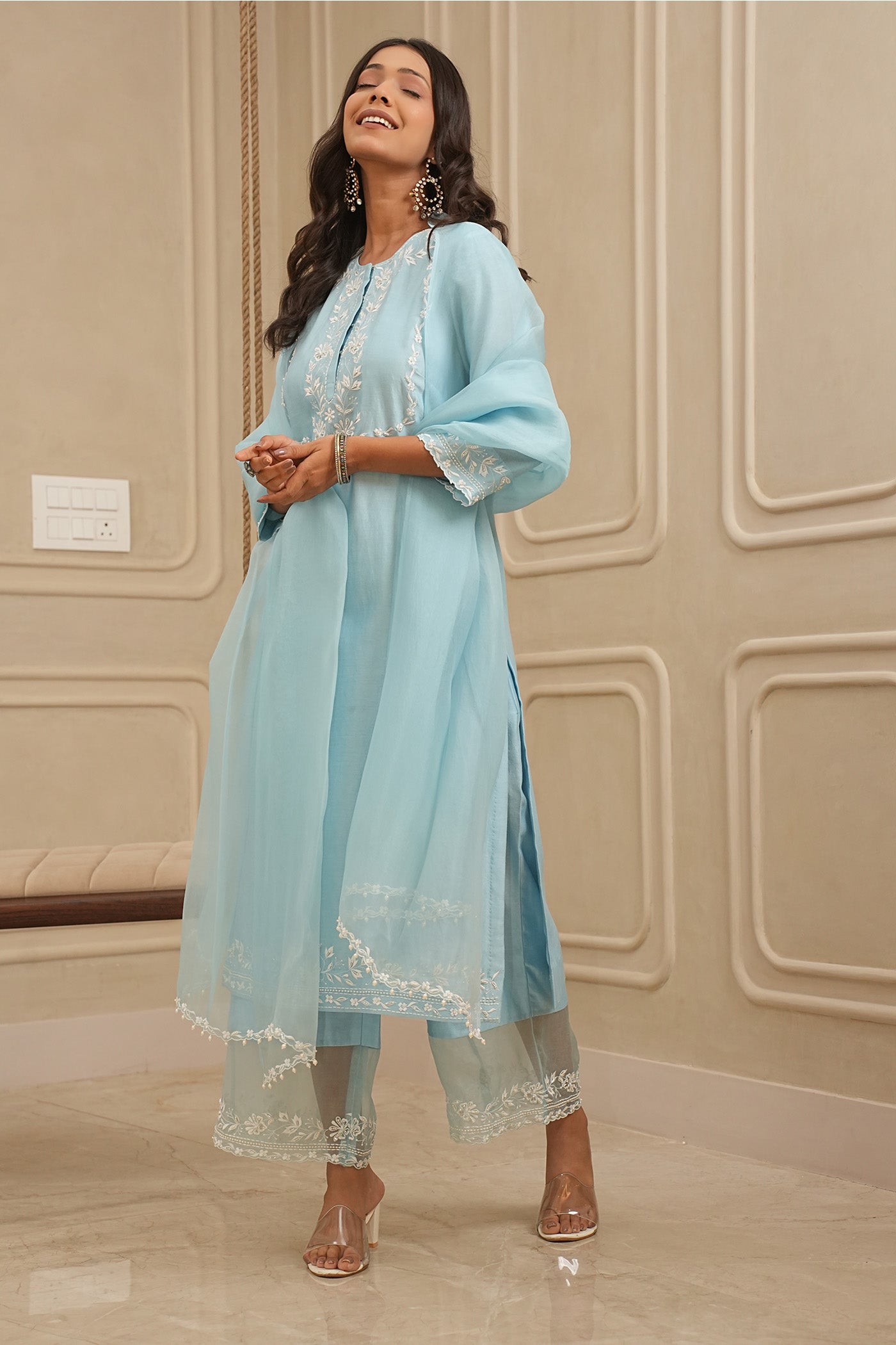 Sky Bliss Kurta and palazzo set with dupatta