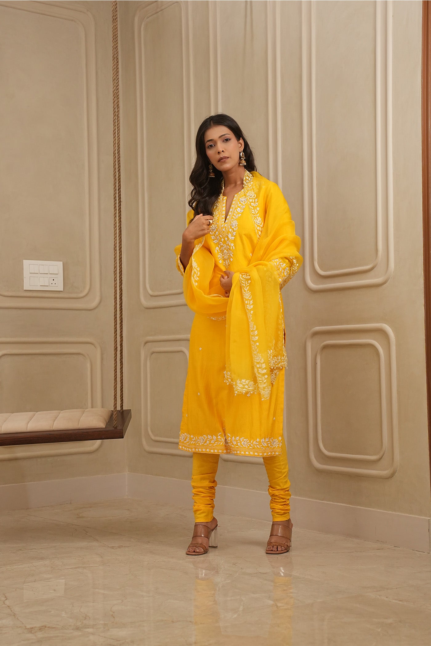 Sunshine Yellow Kurta and palazzo set with dupatta