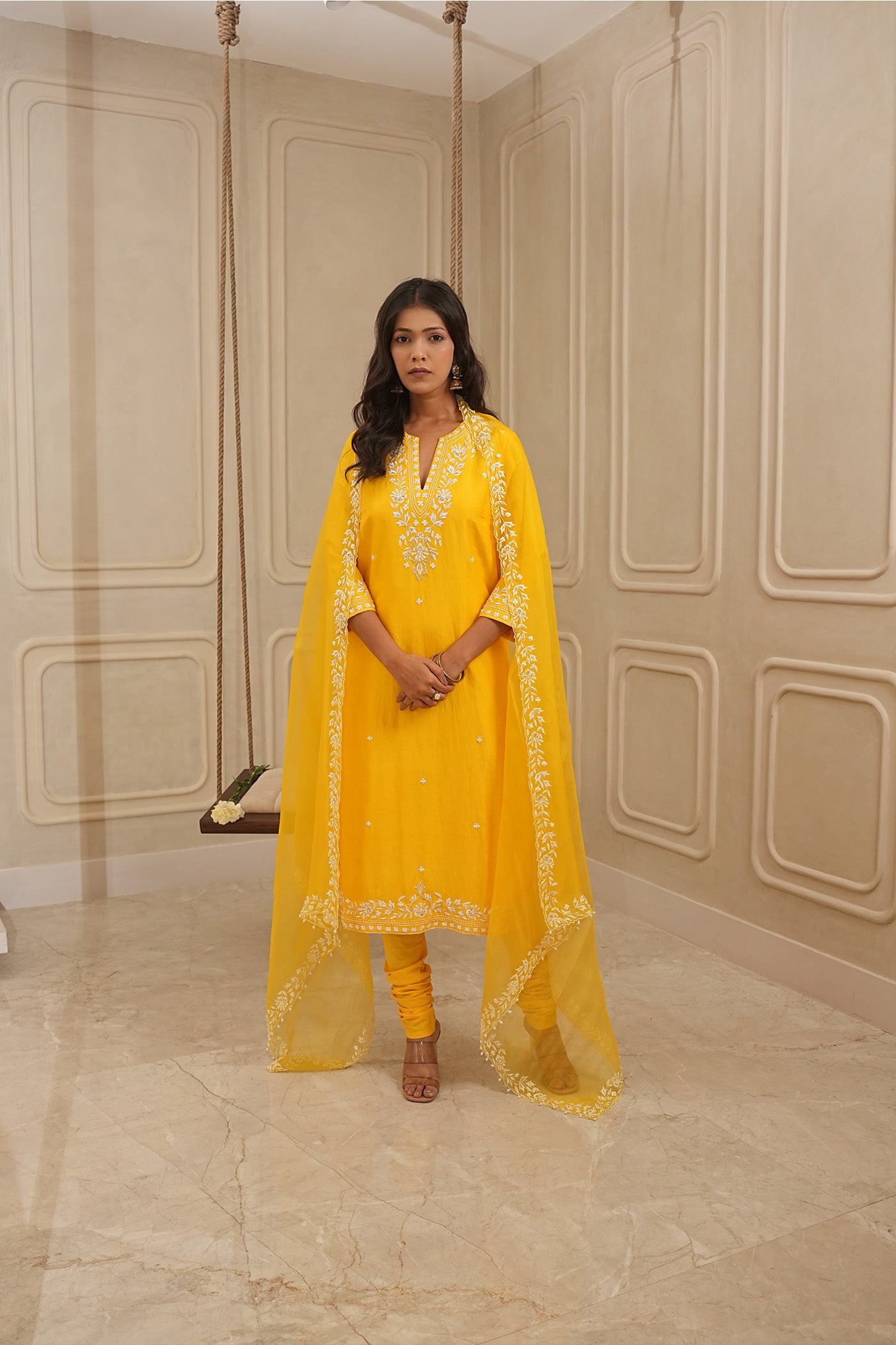 Sunshine Yellow Kurta and palazzo set with dupatta