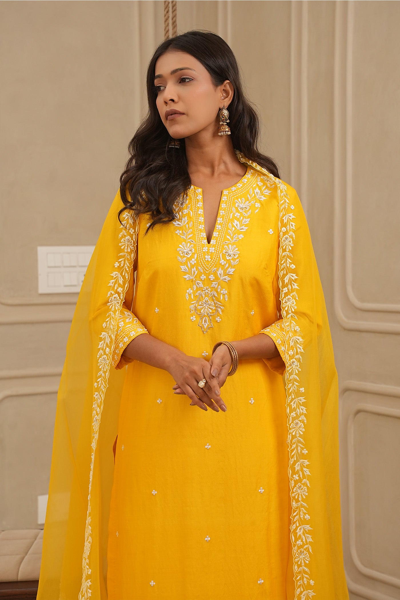 Sunshine Yellow Kurta and palazzo set with dupatta