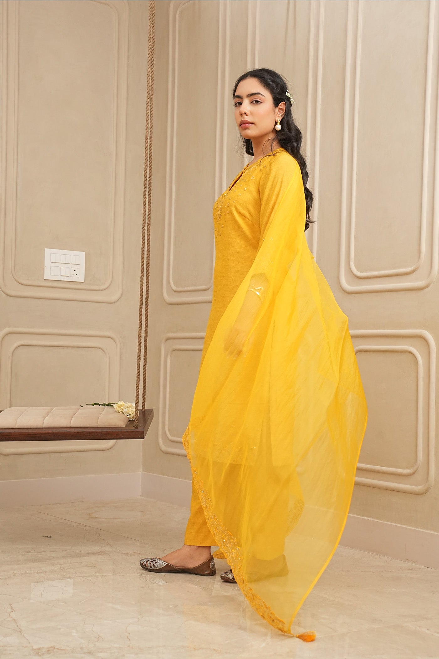 Golden Radiance Kurta and palazzo set with dupatta