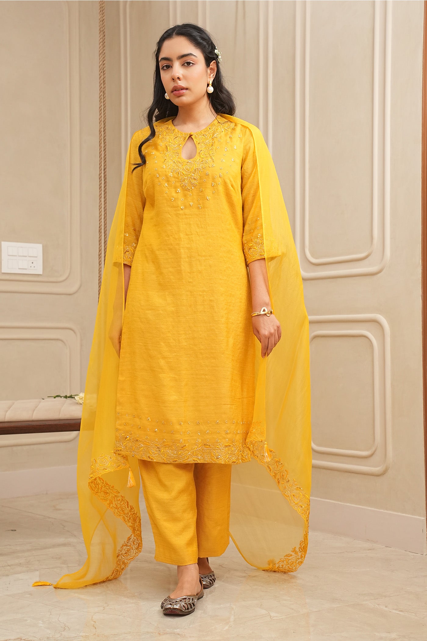Golden Radiance Kurta and palazzo set with dupatta