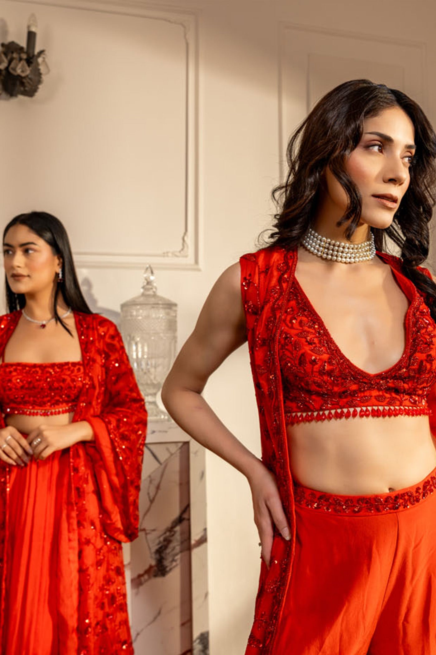 Ruby Crepe Blouse and Skirt set
