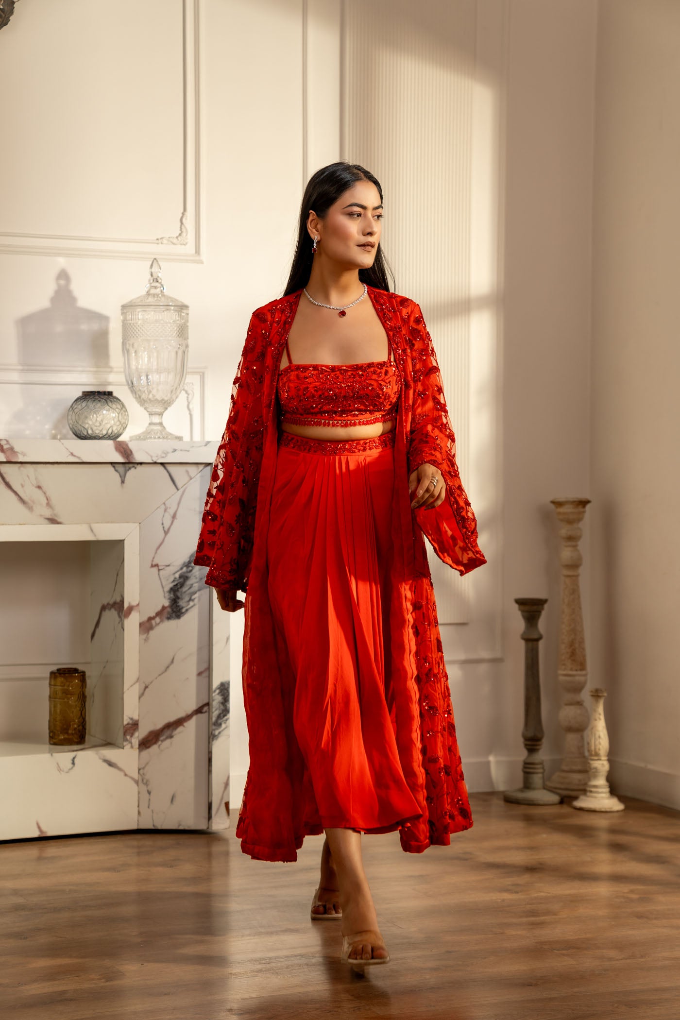 Ruby Crepe Blouse and Skirt set