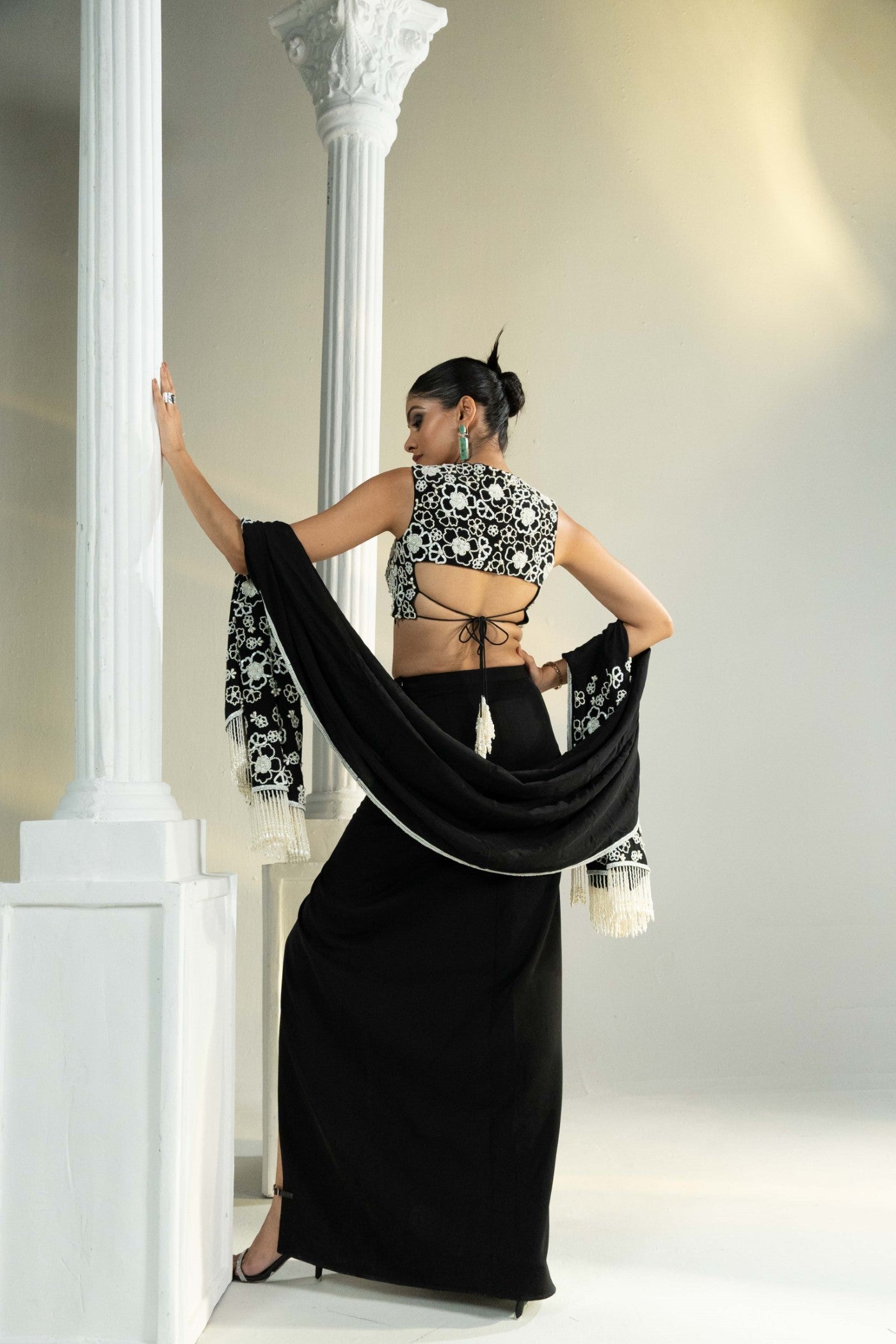 Eclipse Black Slit Skirt Set