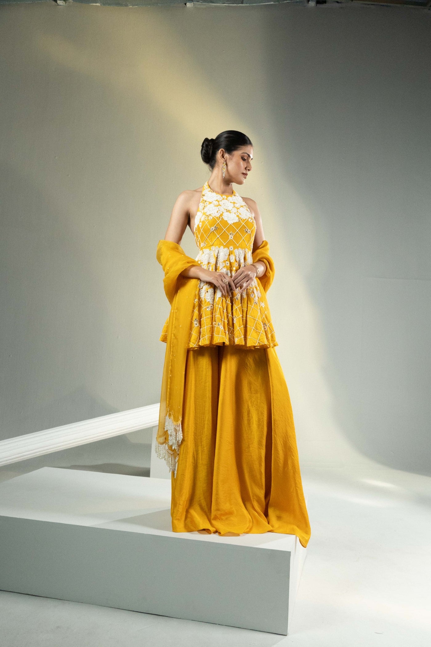 Sakshi Sindhwani in Soleil Halter Charm Sharara