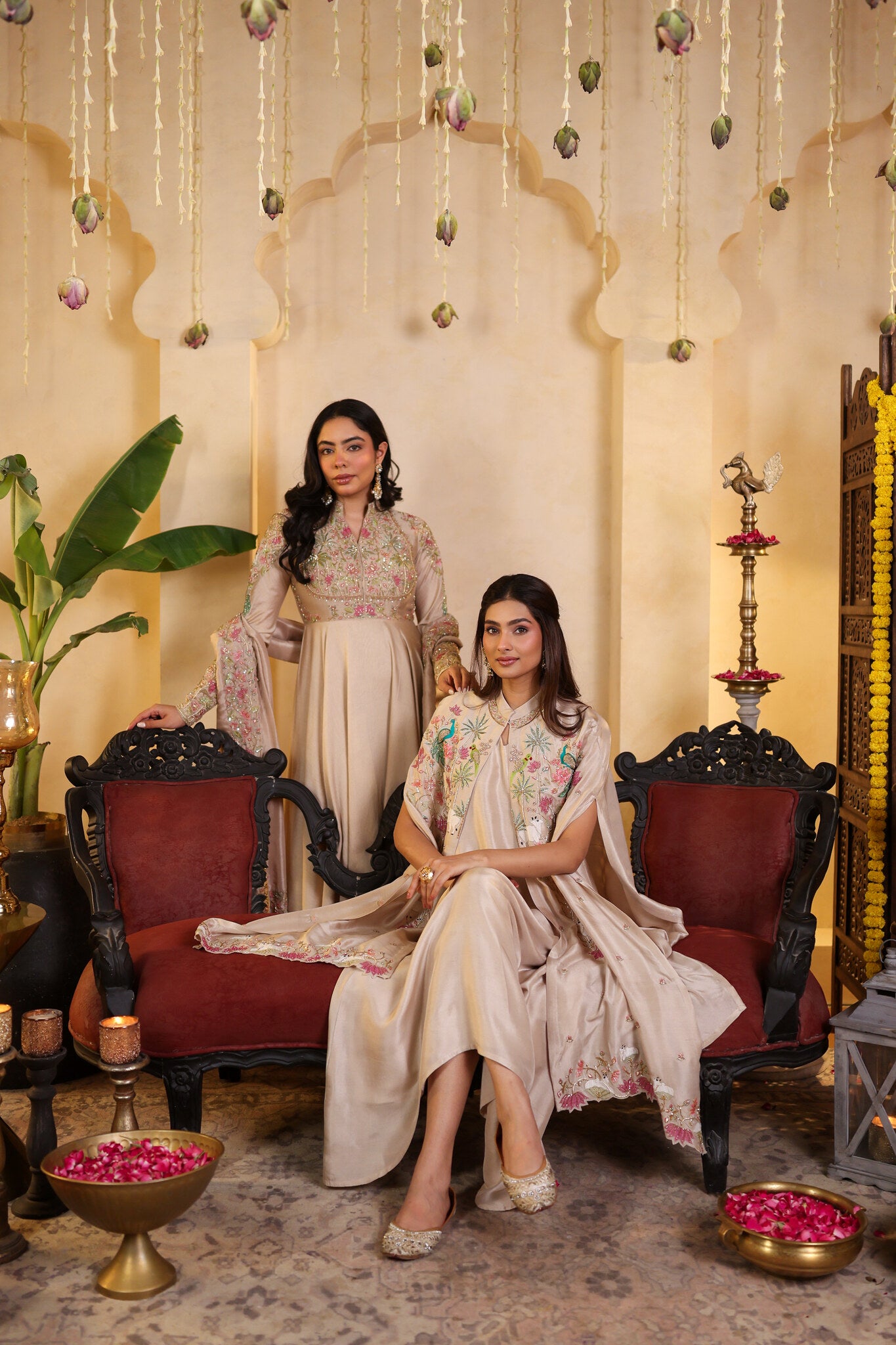 Ivory Ensemble with Embroidered Cape — styled with the ivory anarkali