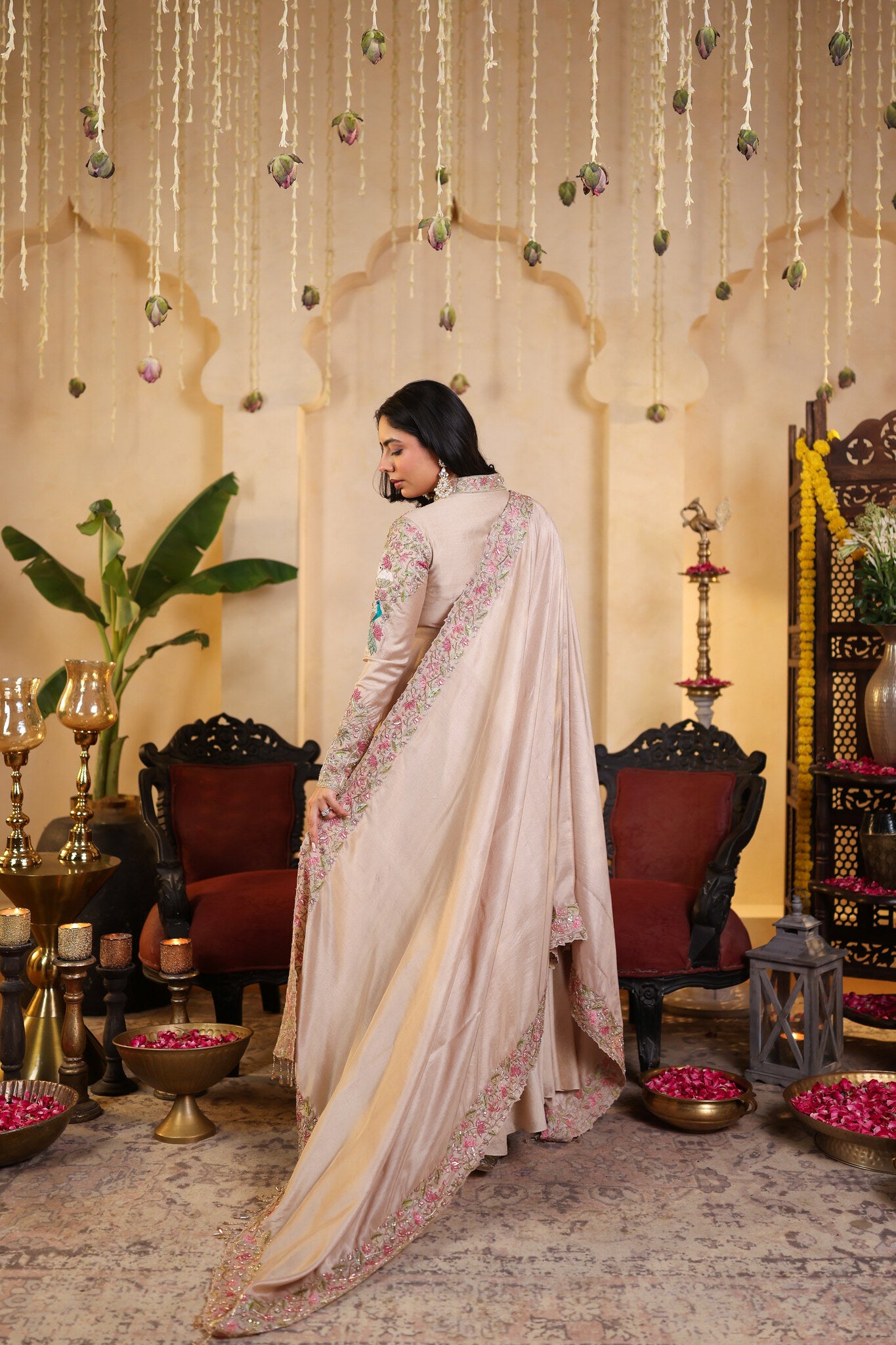 Ivory Anarkali with Pichwai Detailing — back view