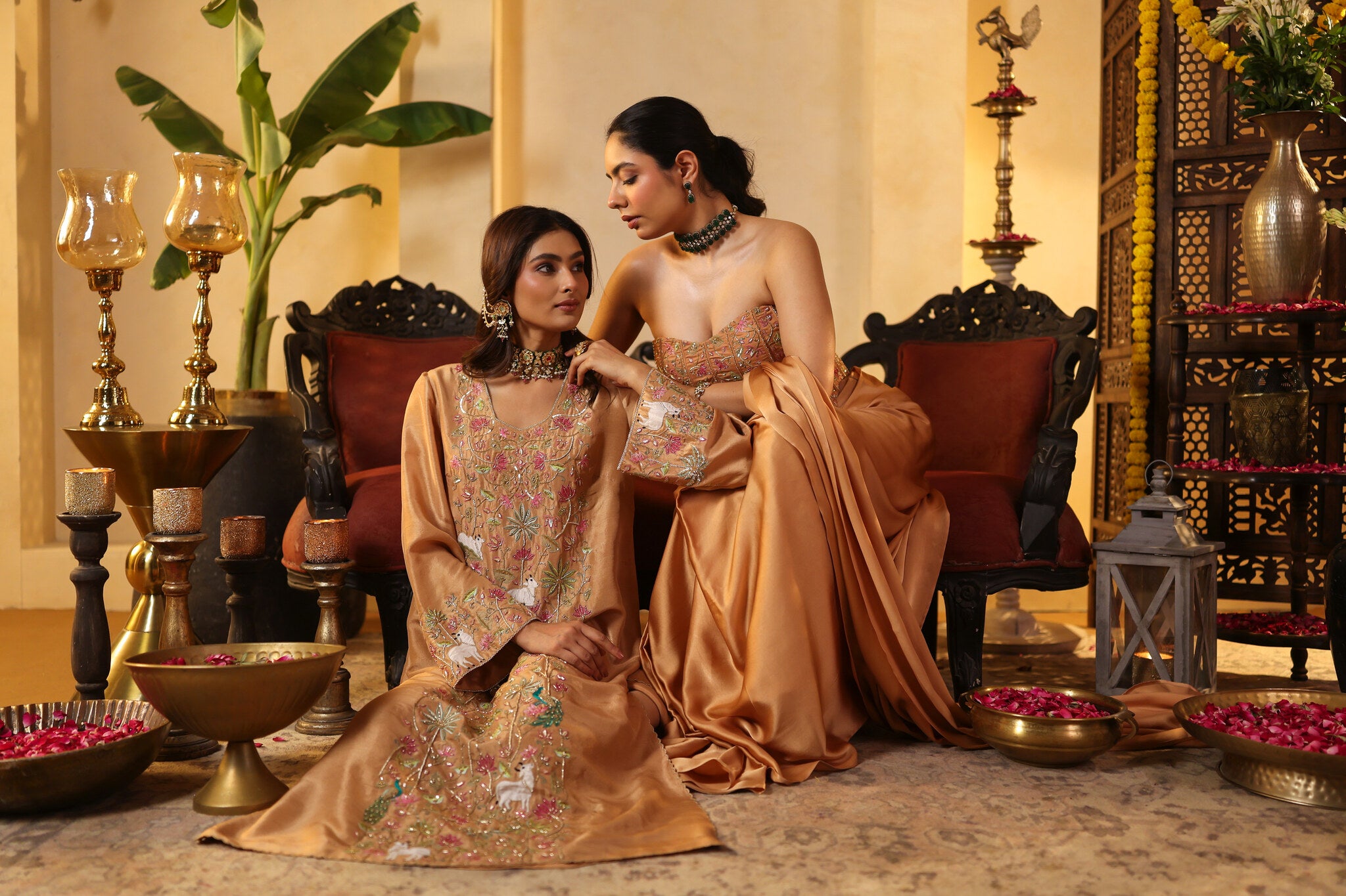 Soft Bronze Saree with Corset Blouse — styled with the soft bronze set