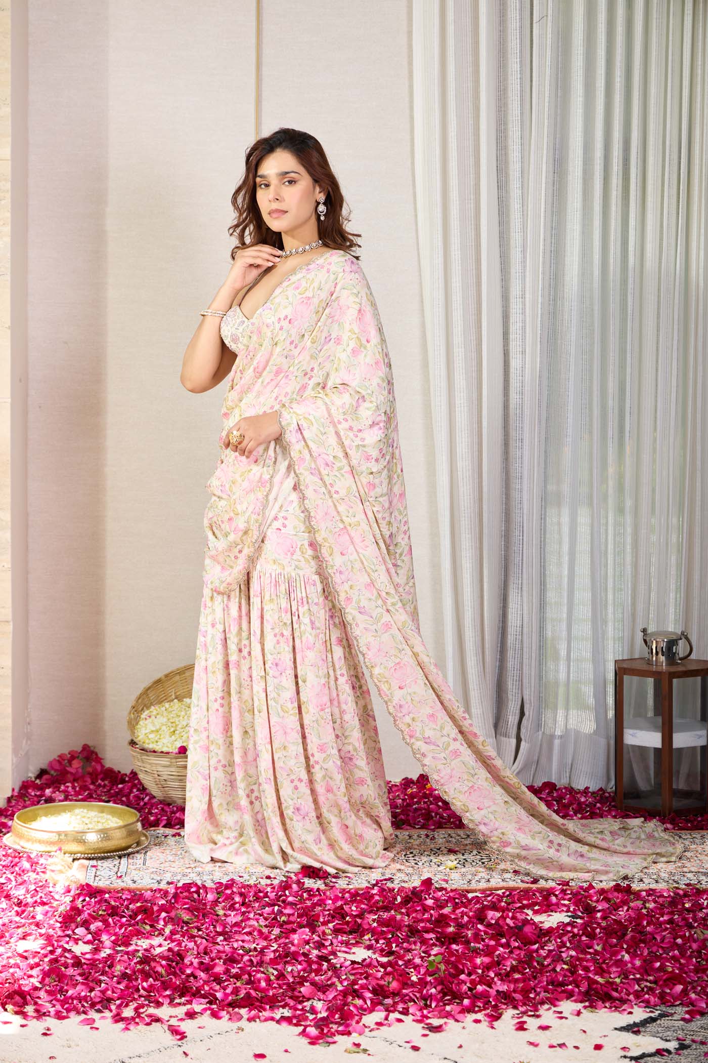 Blush Ember Gharara Sari
