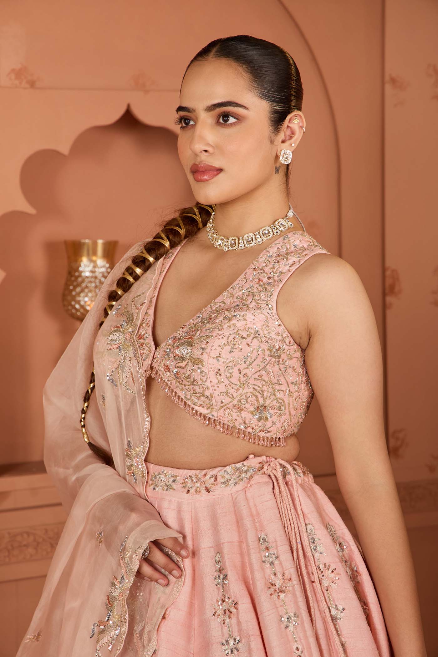 Peach Bloom Lehenga Set