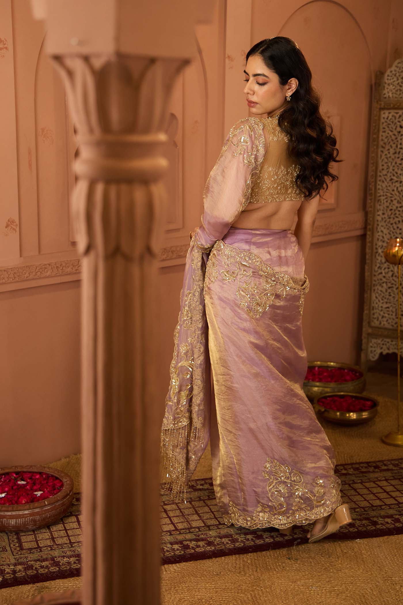 Lilac Breeze Tissue Saree