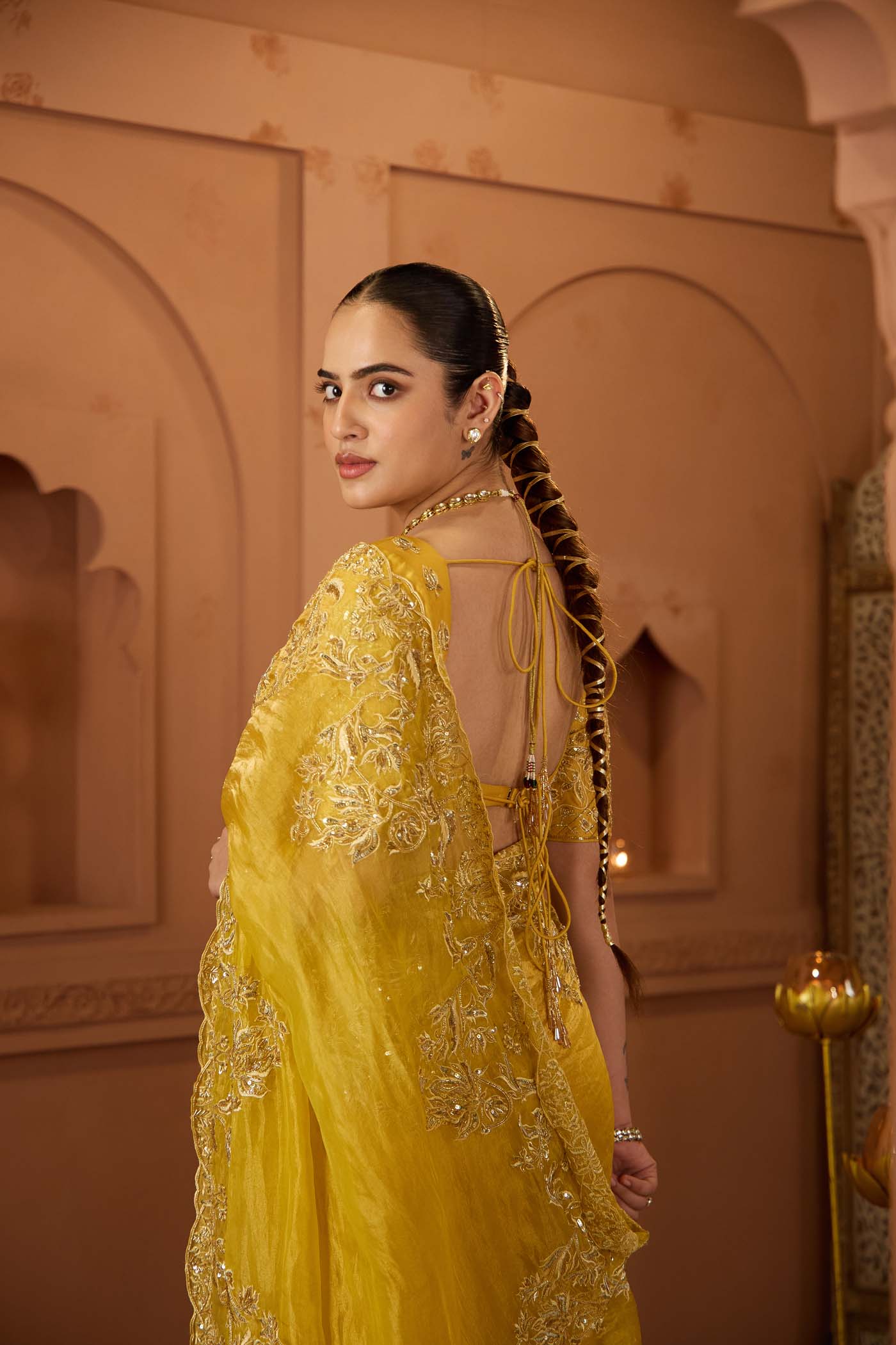 Mustard Glow Tissue Saree