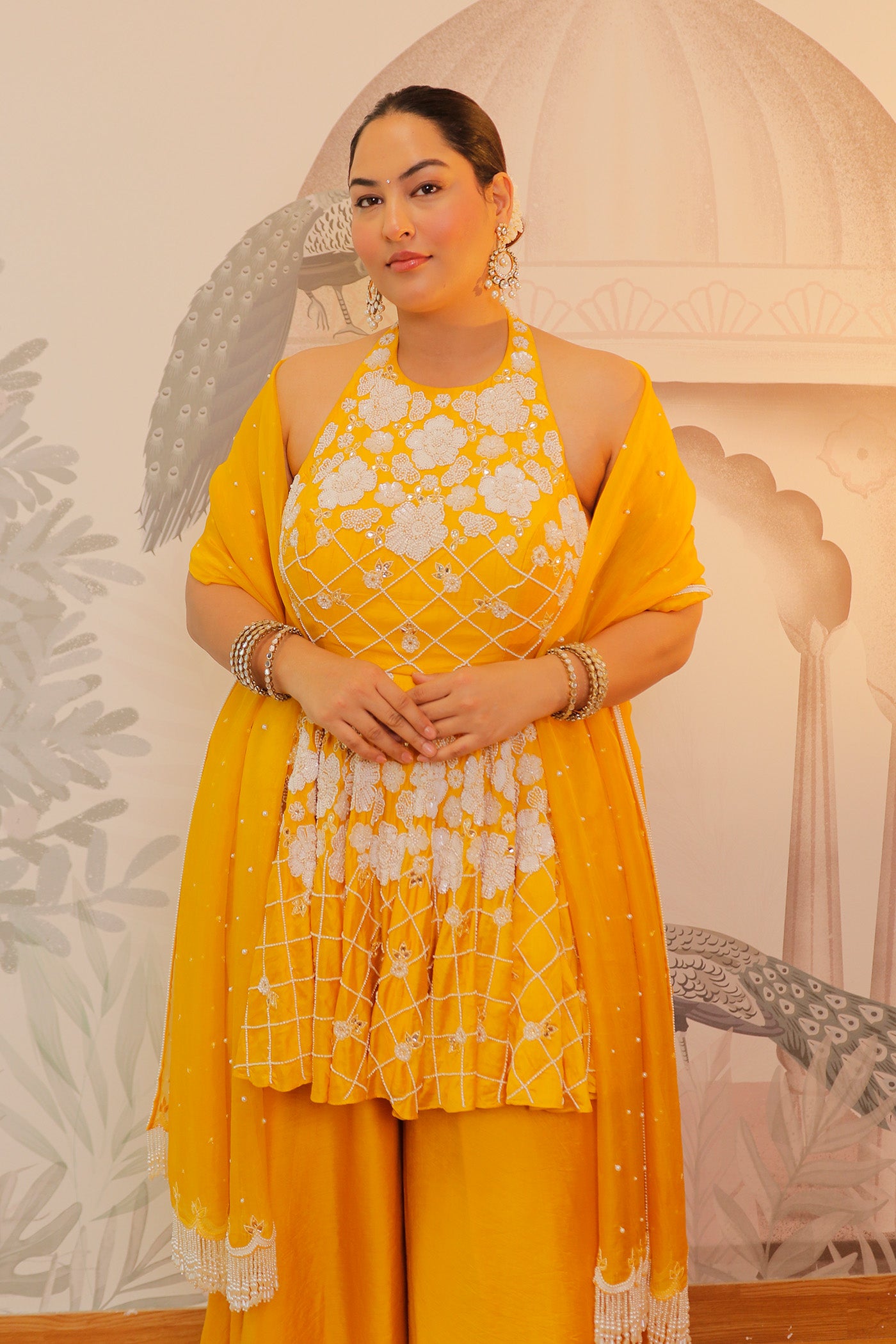 Sakshi Sindhwani in Soleil Halter Charm Sharara