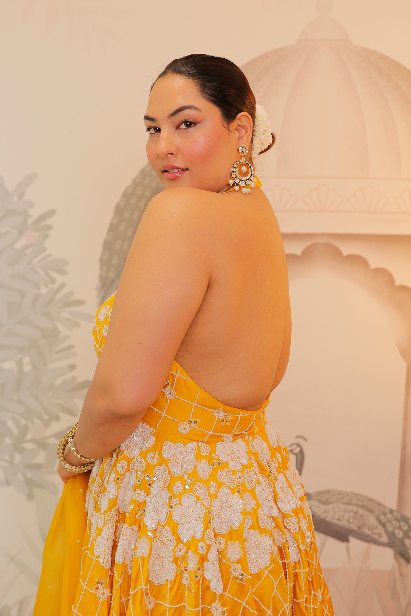Sakshi Sindhwani in Soleil Halter Charm Sharara