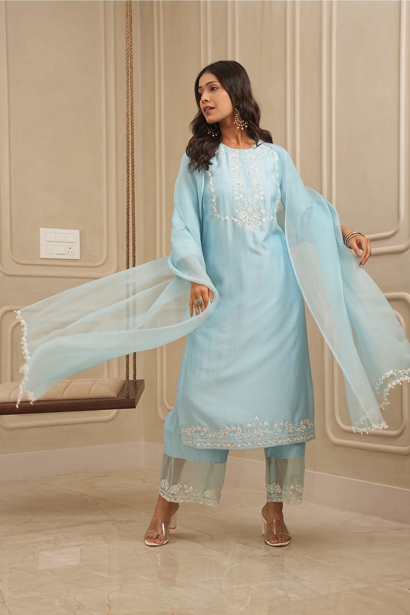 Sky Bliss Kurta and palazzo set with dupatta