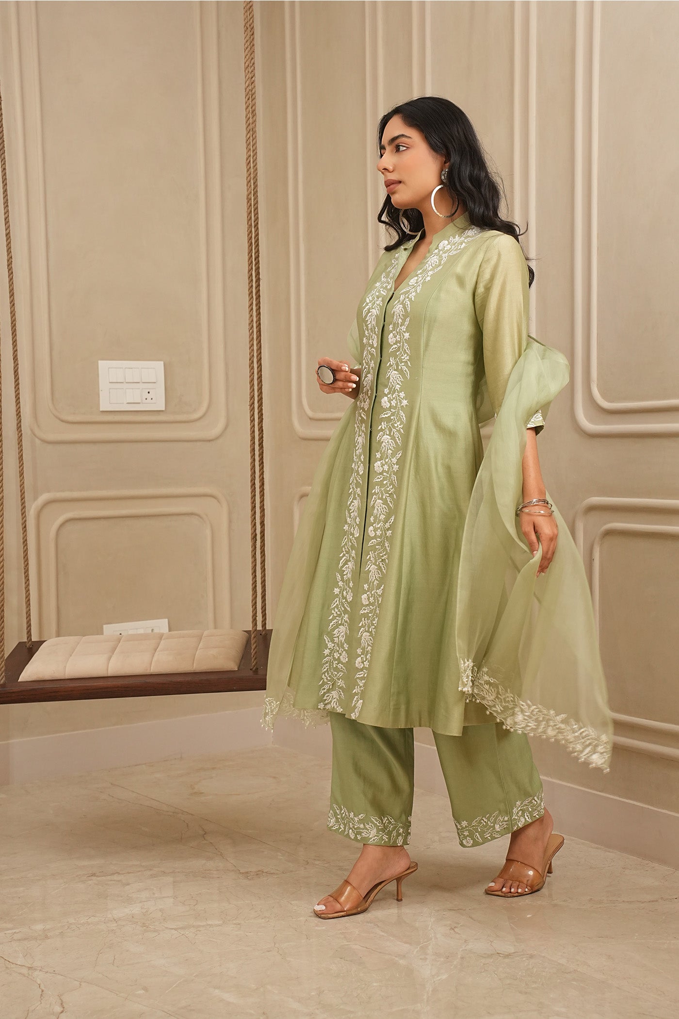 Sage Serenity Kurta and palazzo set with dupatta