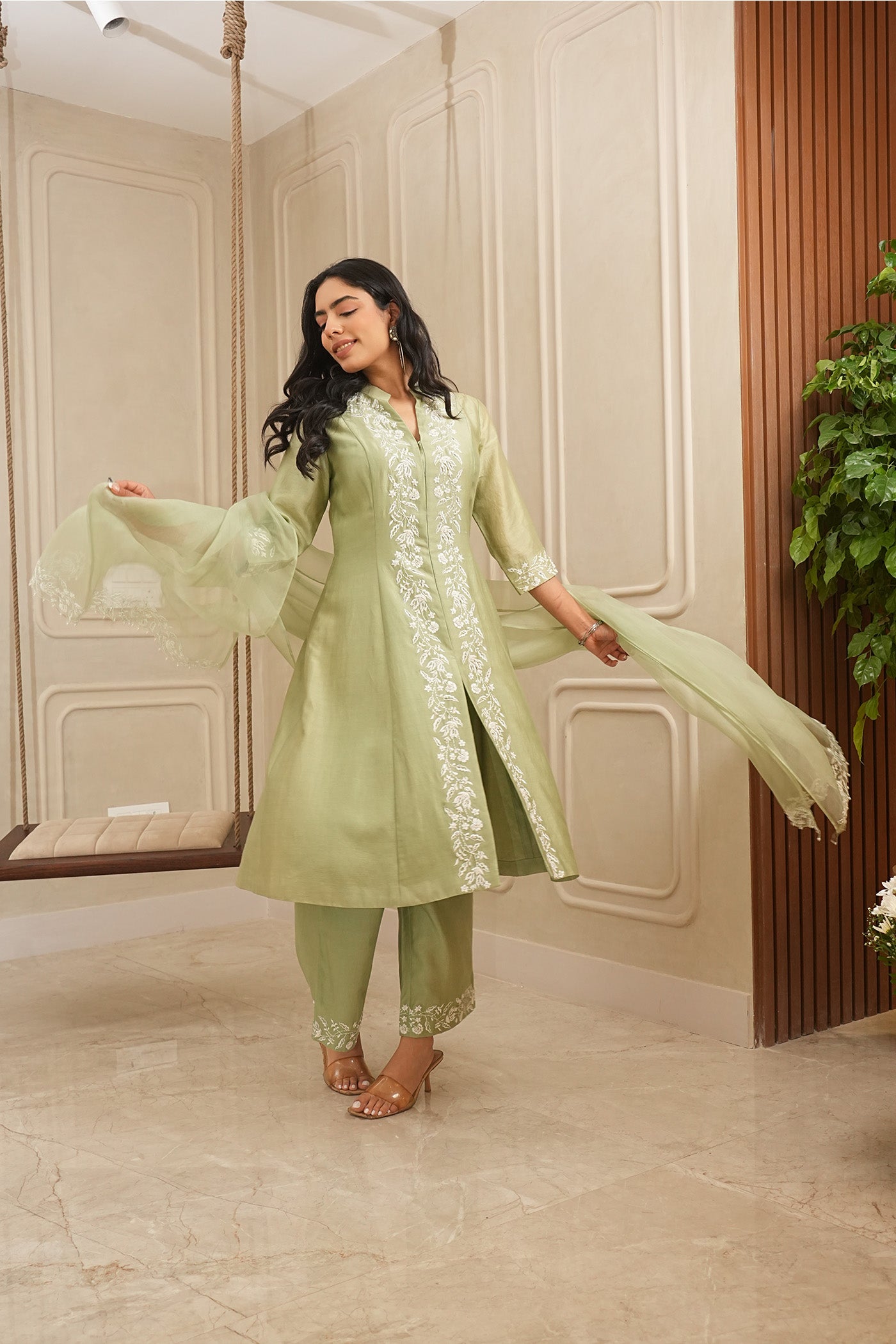 Sage Serenity Kurta and palazzo set with dupatta