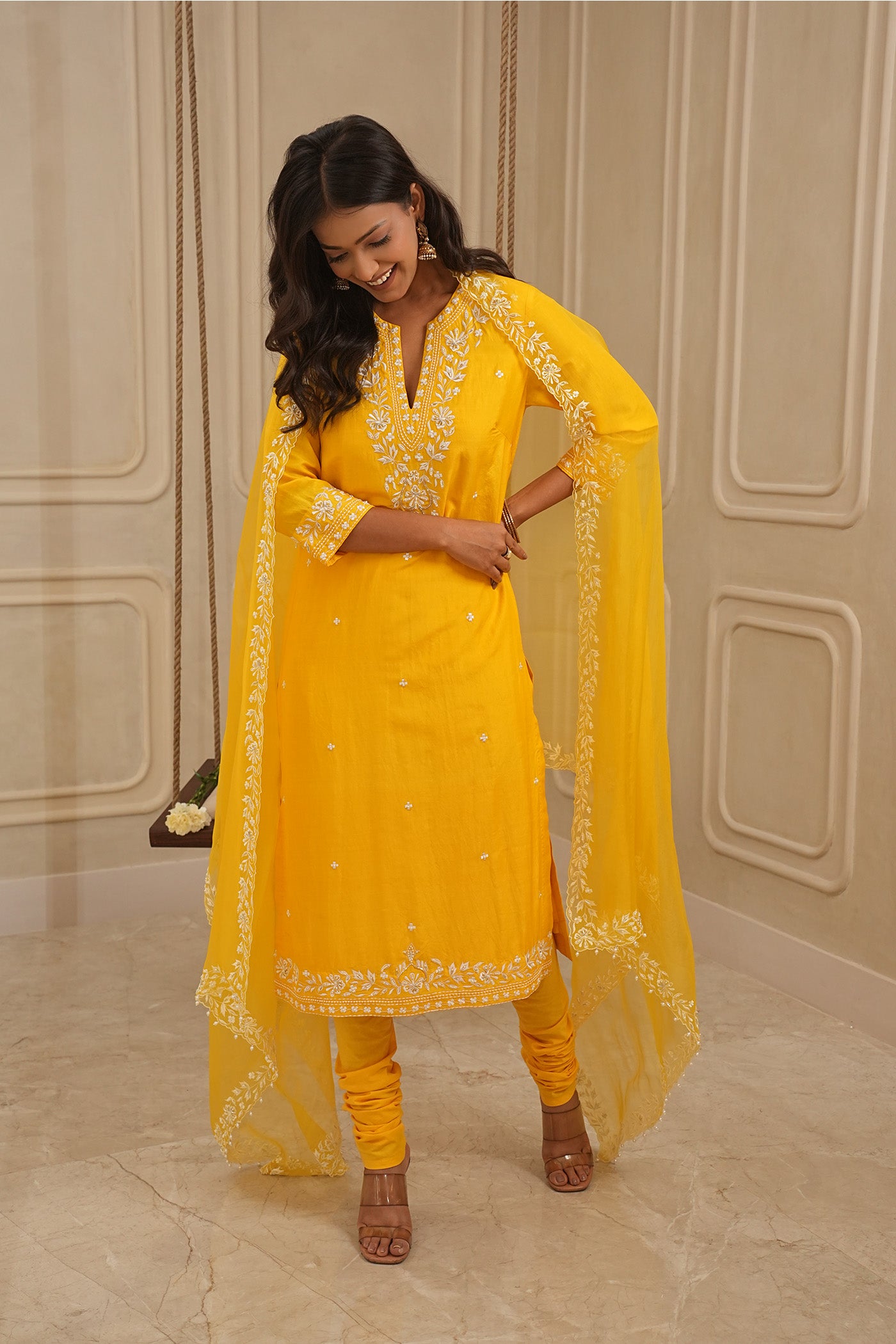 Sunshine Yellow Kurta and palazzo set with dupatta