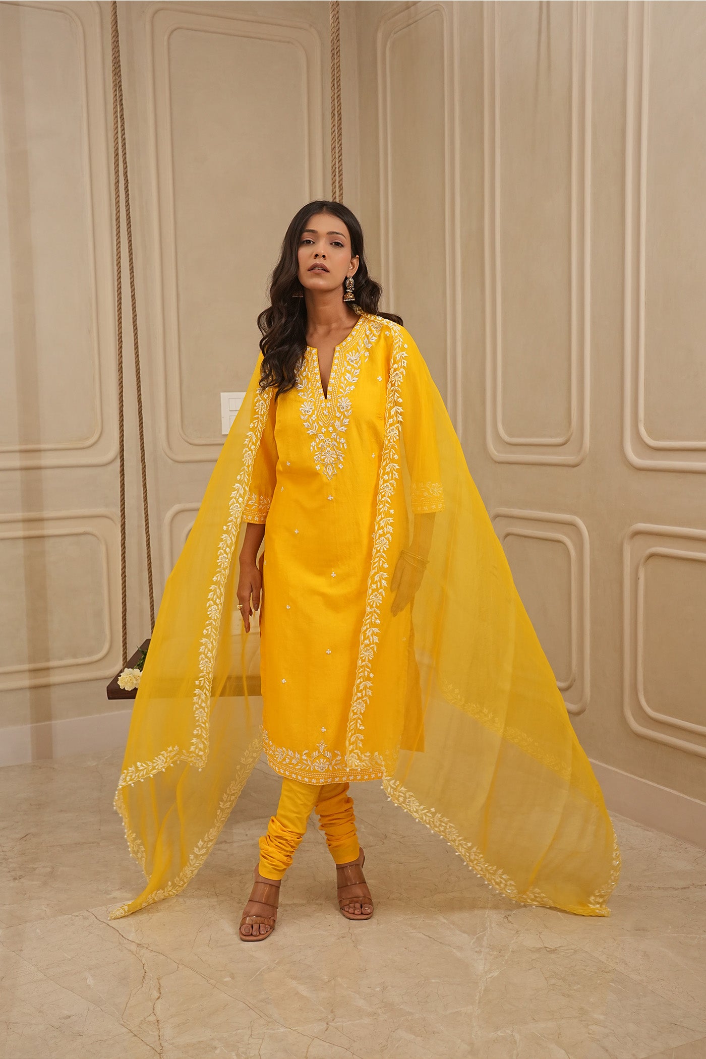 Sunshine Yellow Kurta and palazzo set with dupatta