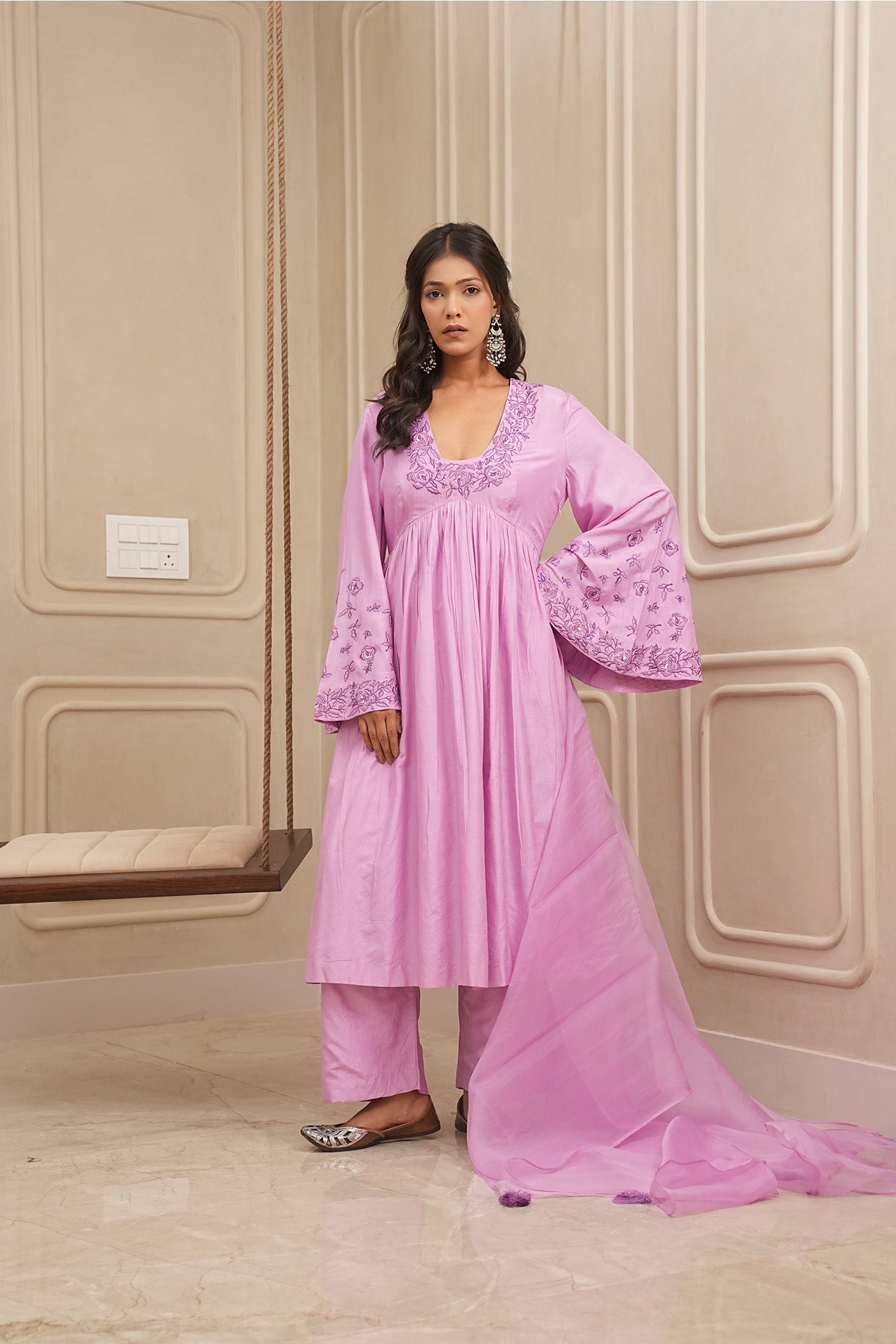 Lilac Lush Kurta and palazzo set with dupatta