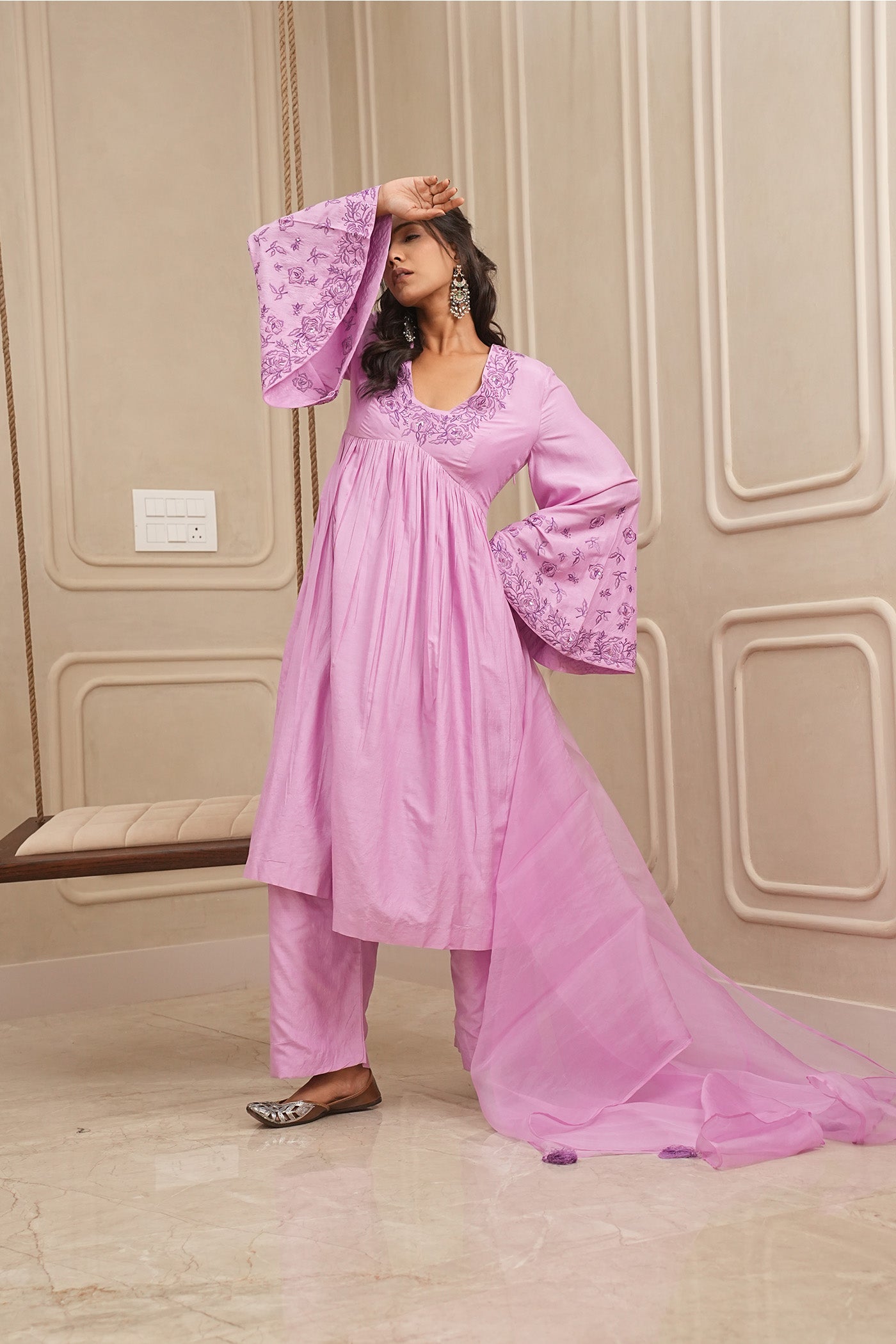 Lilac Lush Kurta and palazzo set with dupatta