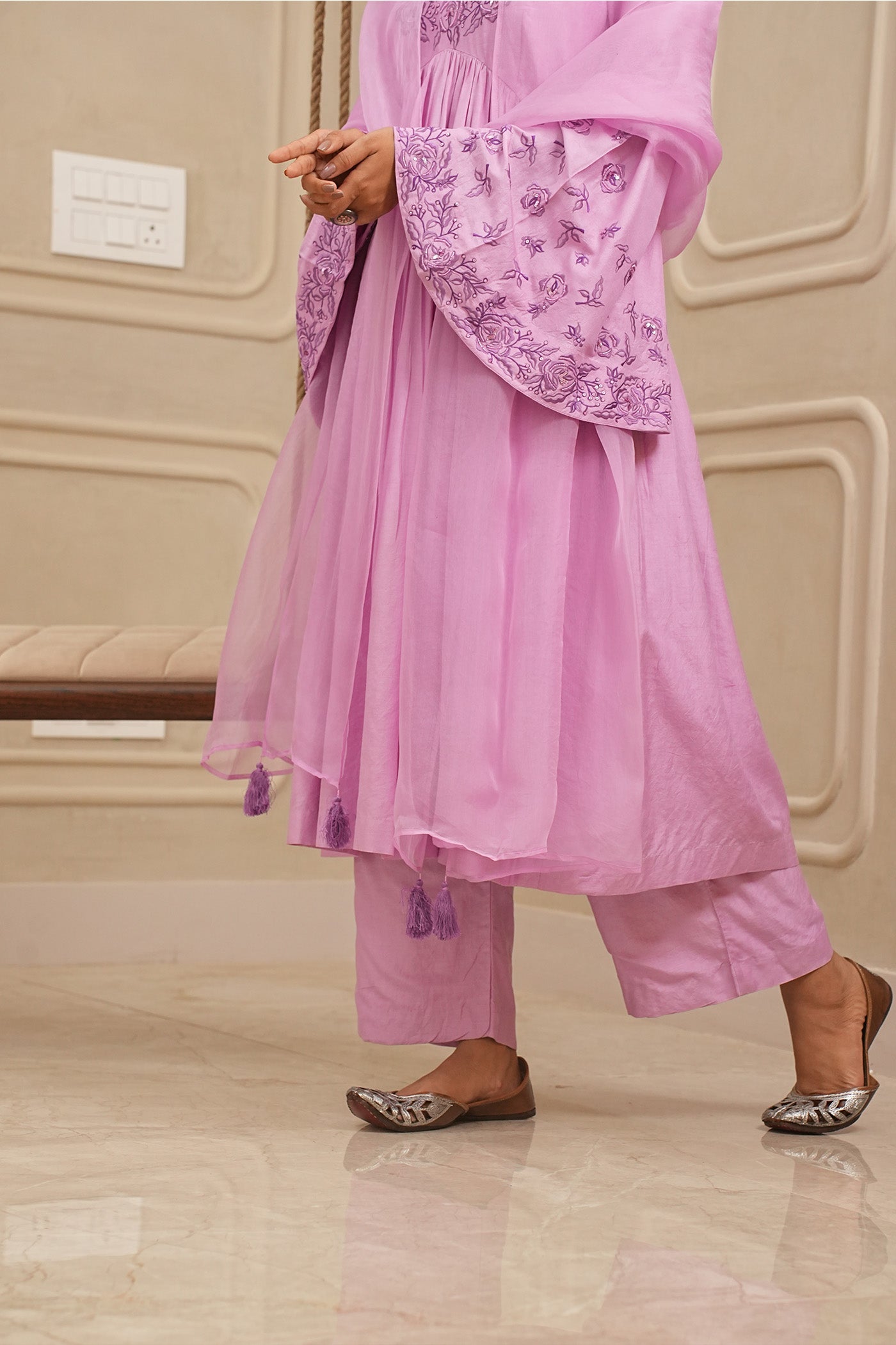 Lilac Lush Kurta and palazzo set with dupatta