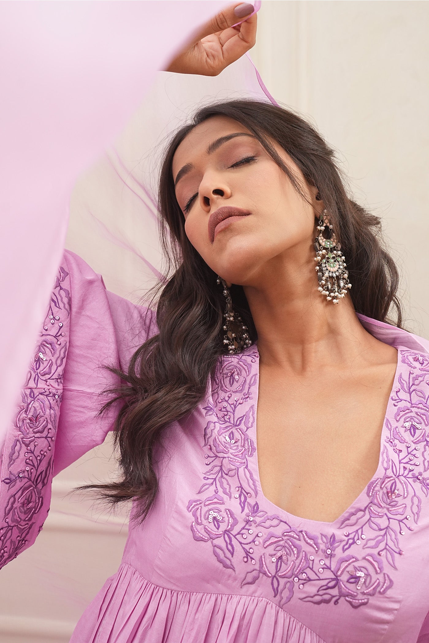 Lilac Lush Kurta and palazzo set with dupatta