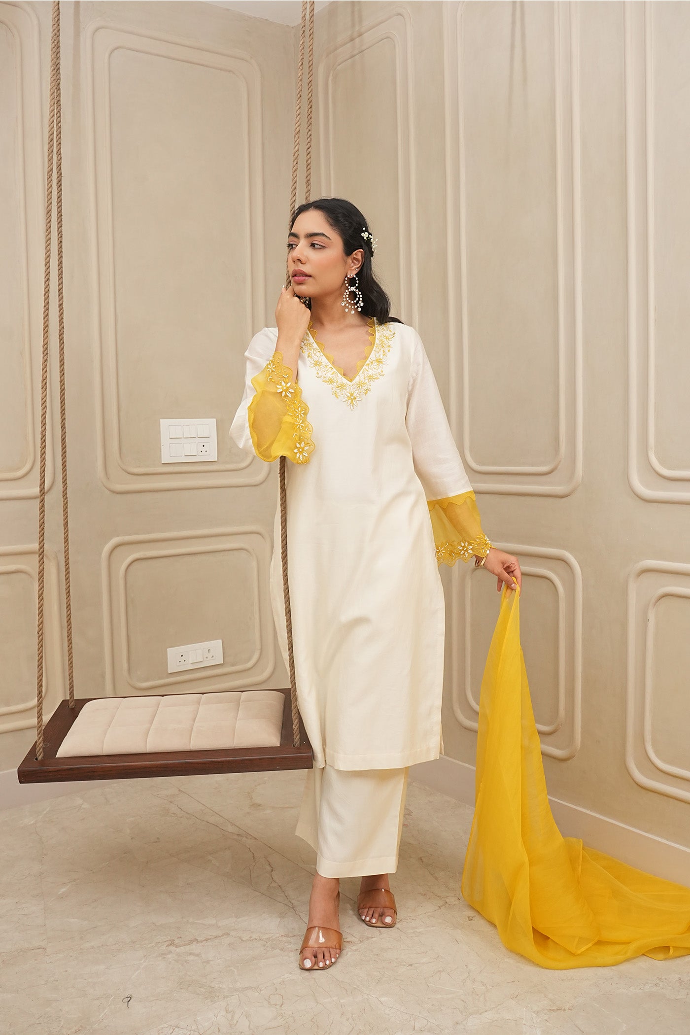 Golden Glow Kurta and palazzo set with dupatta