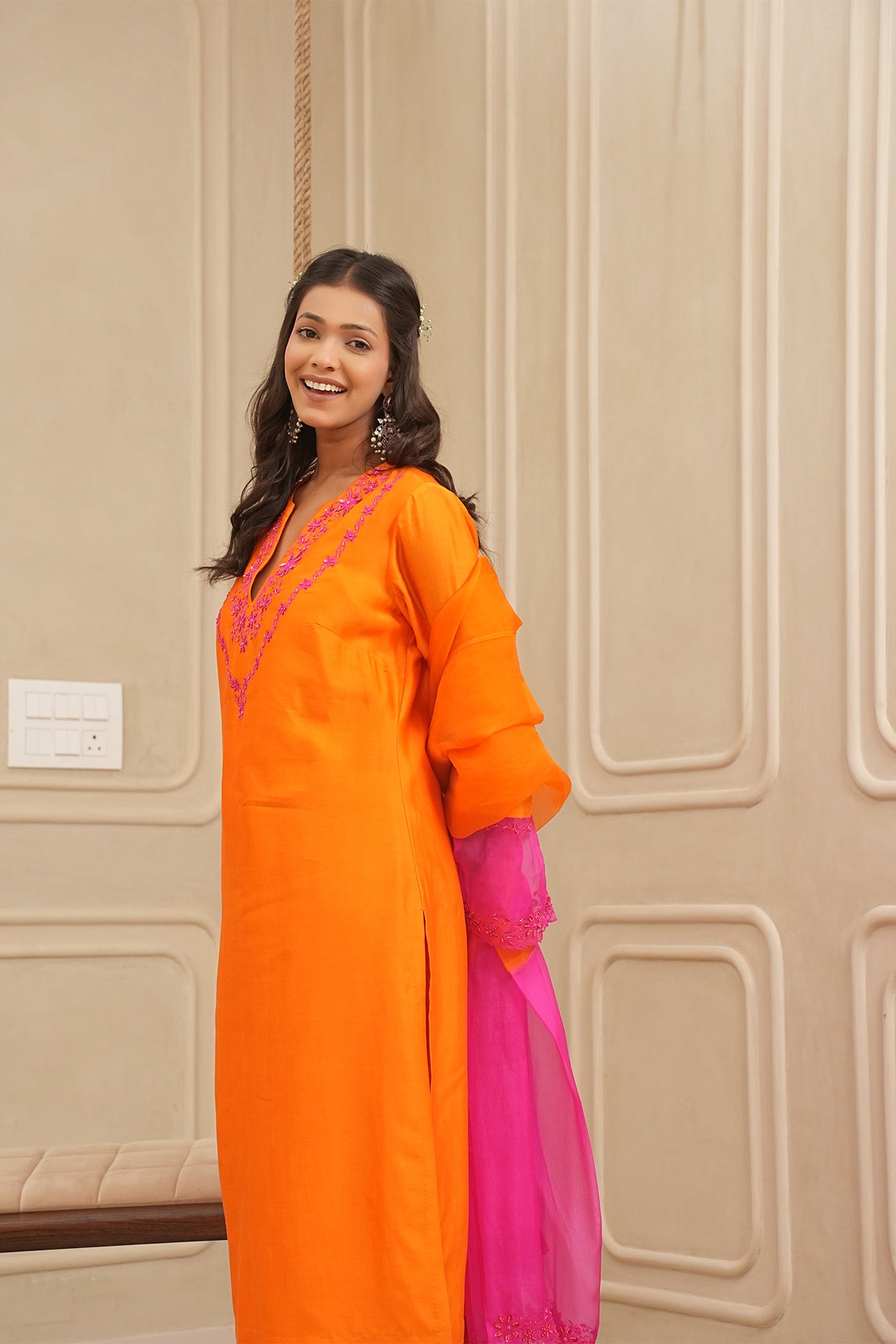 Magenta Sunset Kurta and palazzo set with dupatta