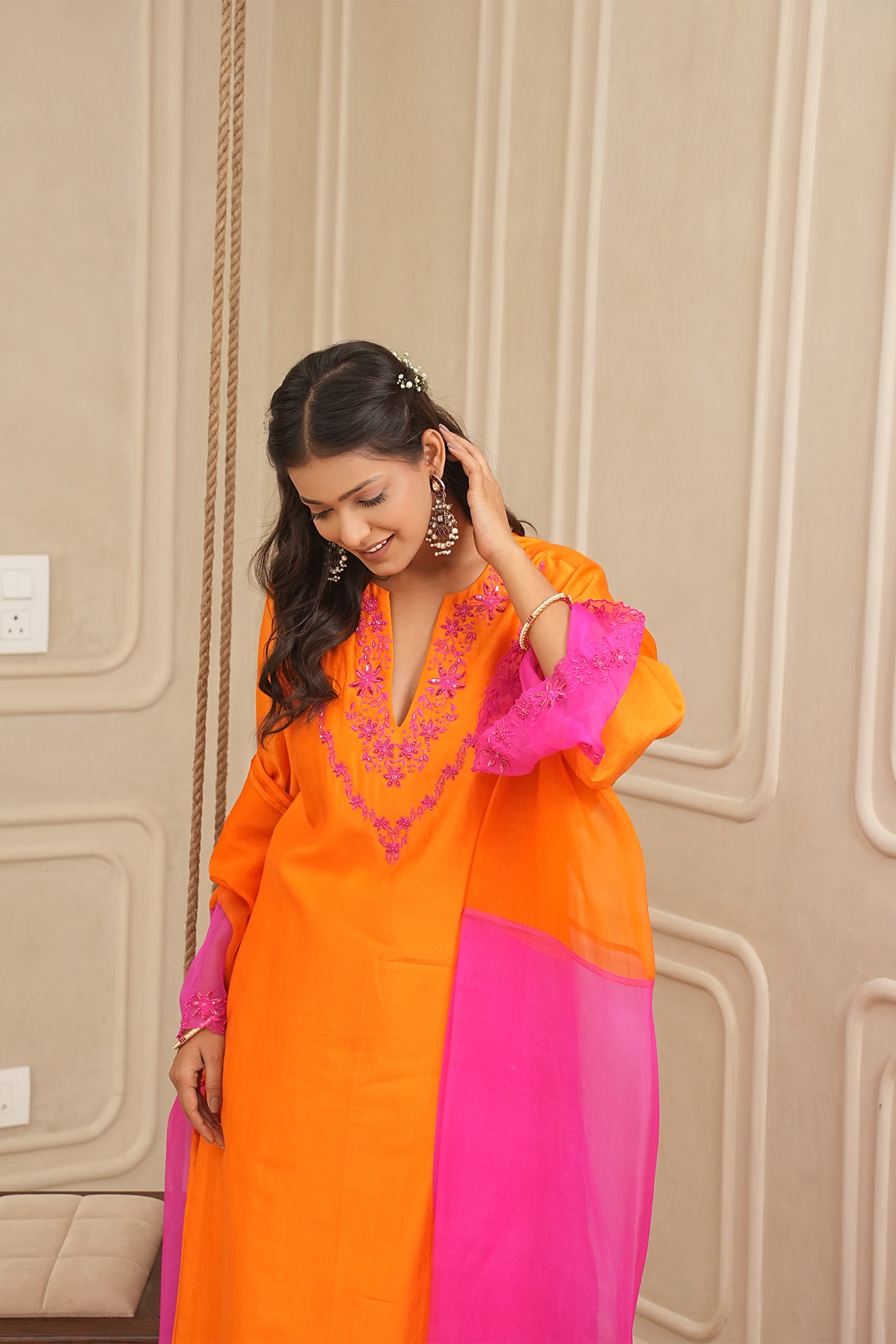 Magenta Sunset Kurta and palazzo set with dupatta