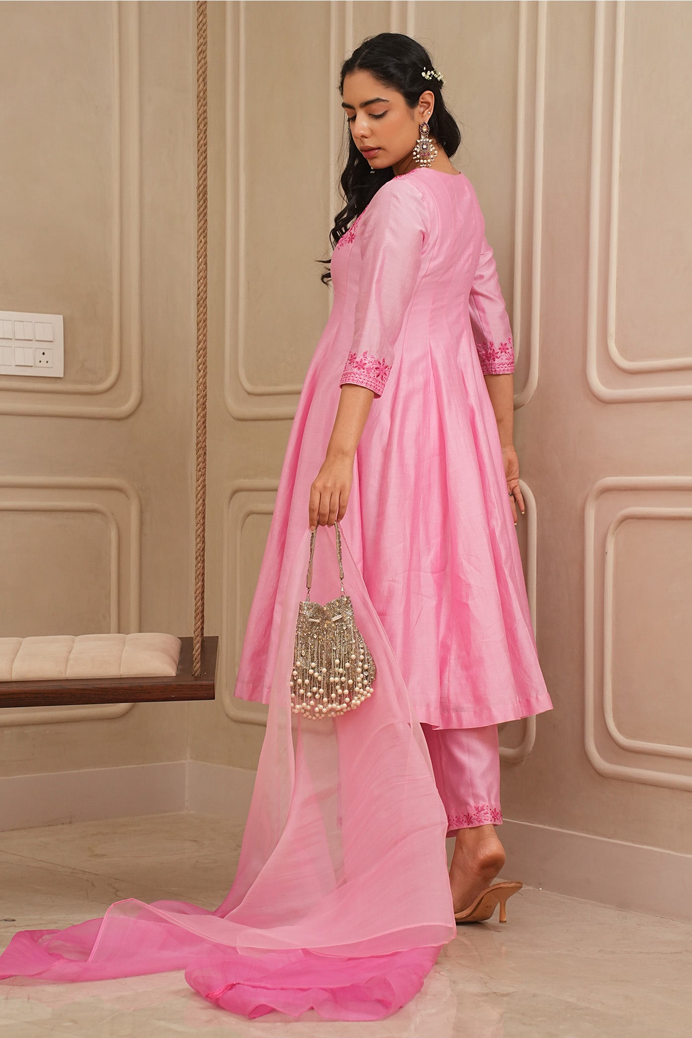 Pink Petals Kurta and palazzo set with dupatta