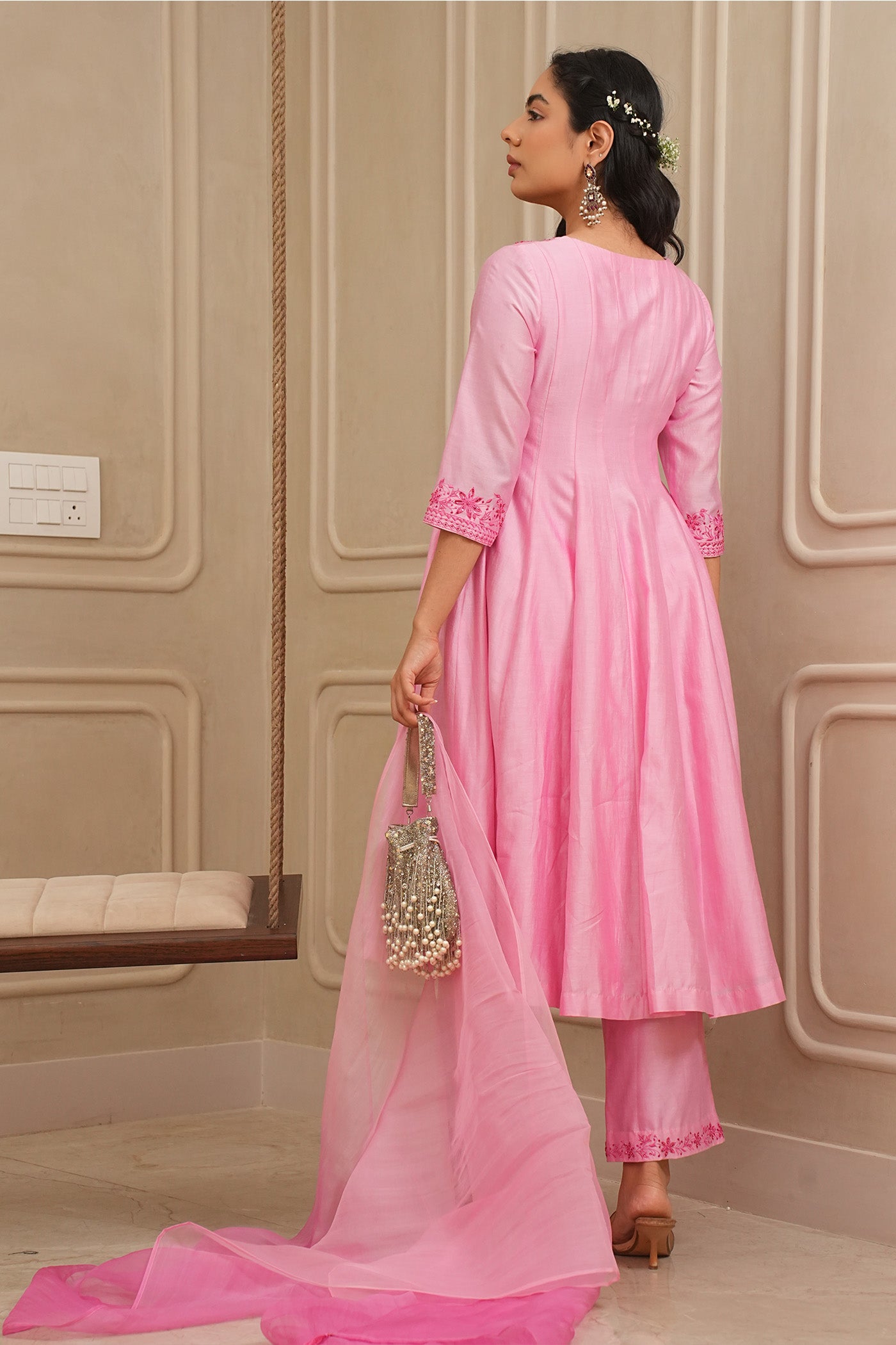 Pink Petals Kurta and palazzo set with dupatta