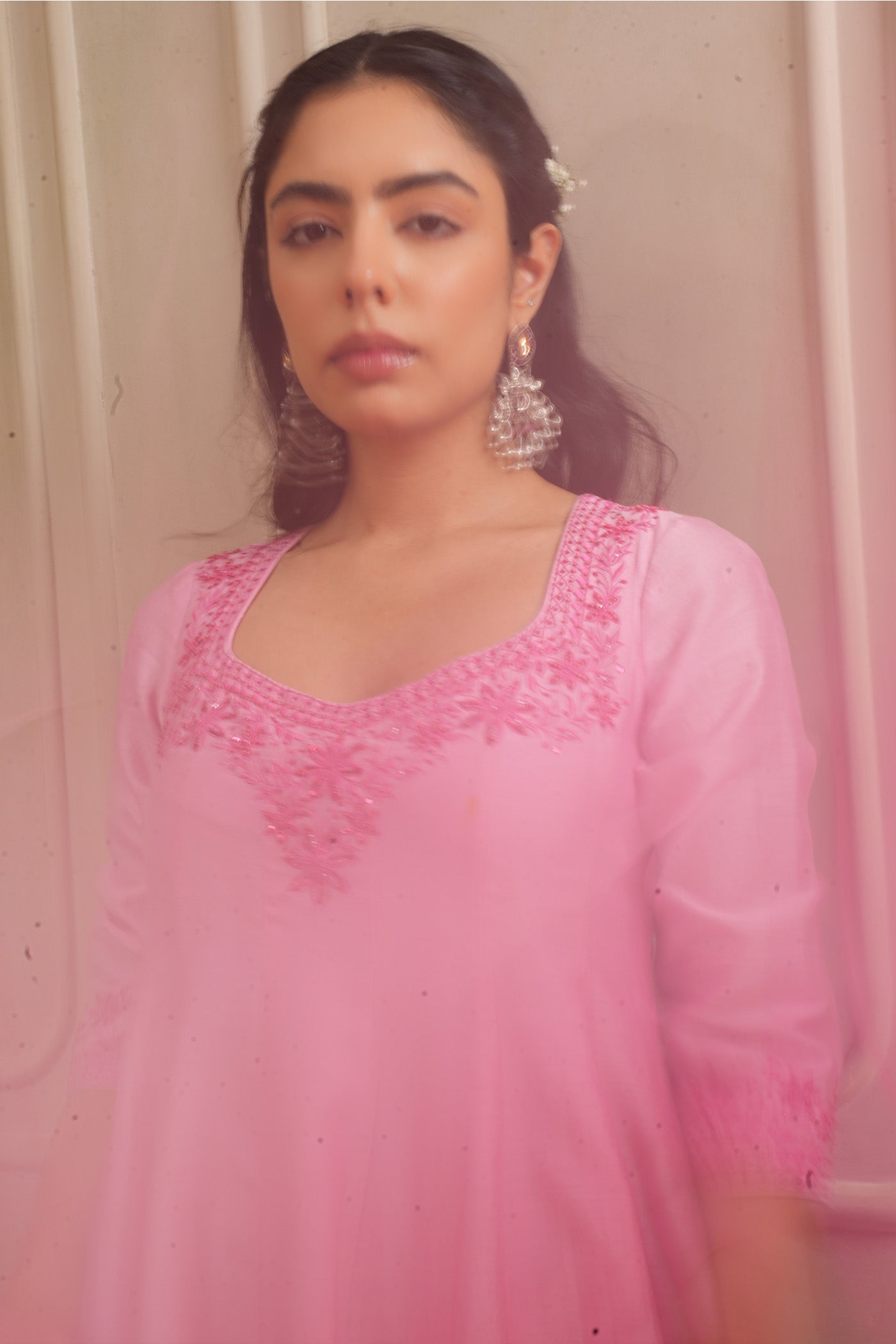 Pink Petals Kurta and palazzo set with dupatta