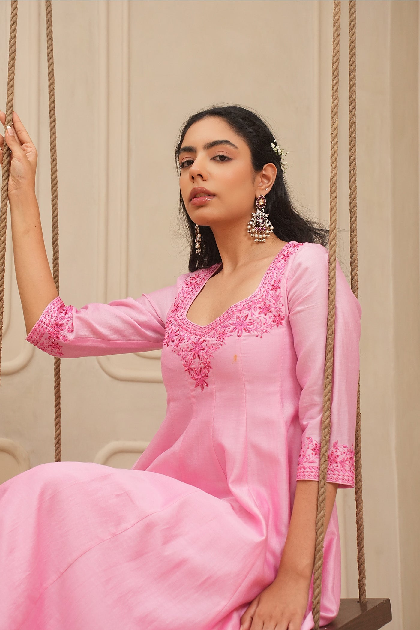 Pink Petals Kurta and palazzo set with dupatta