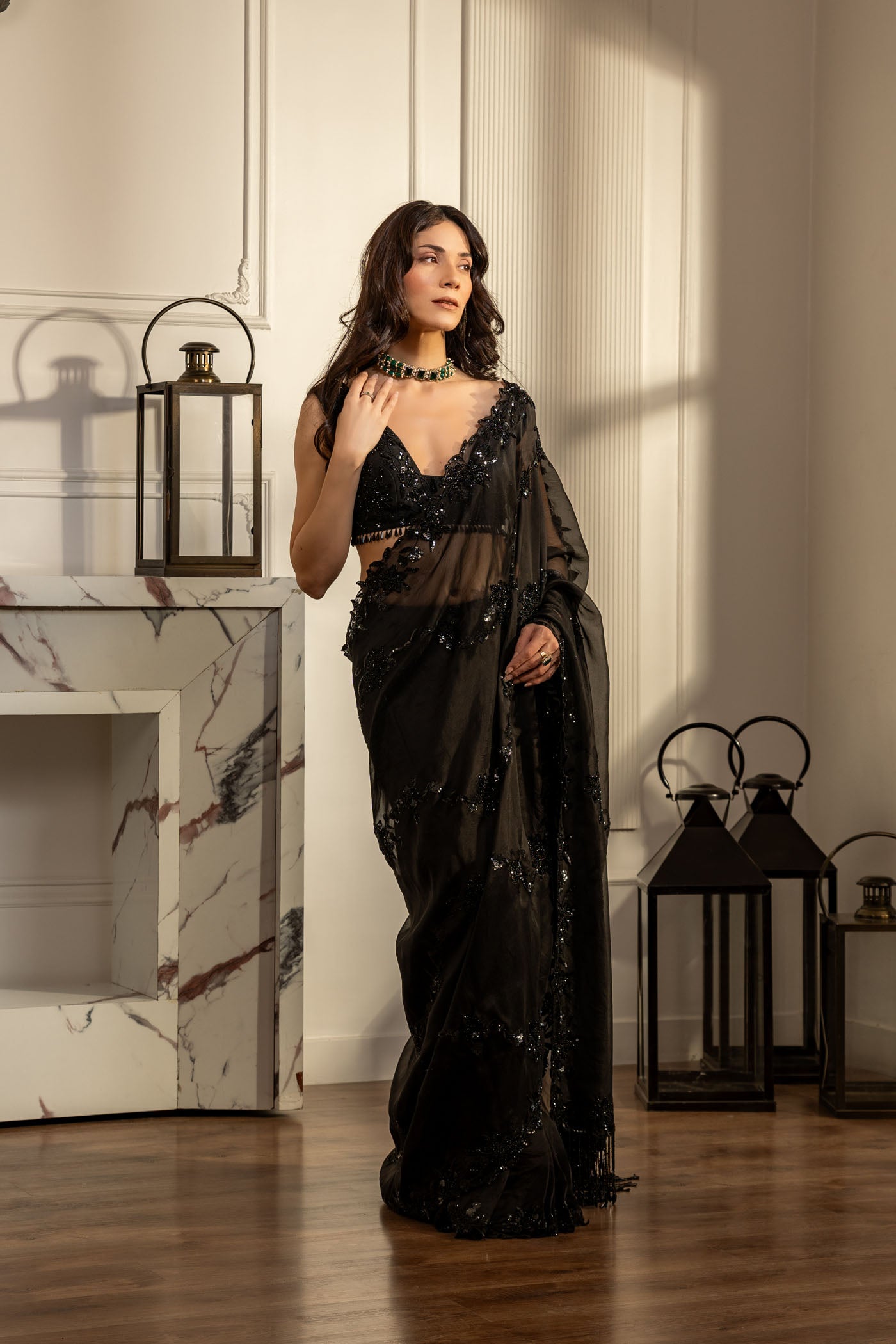 Celestial Black Saree