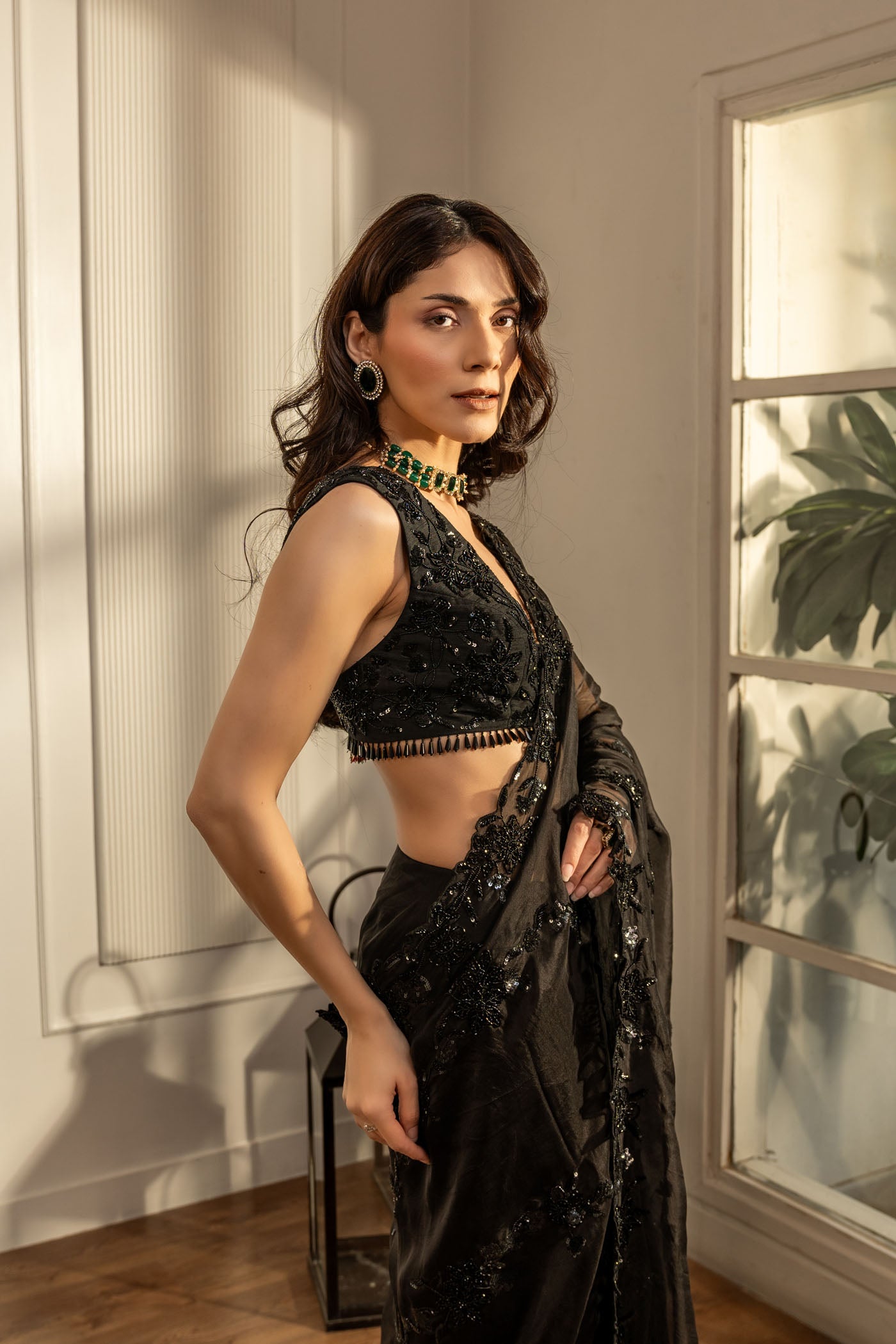 Celestial Black Saree