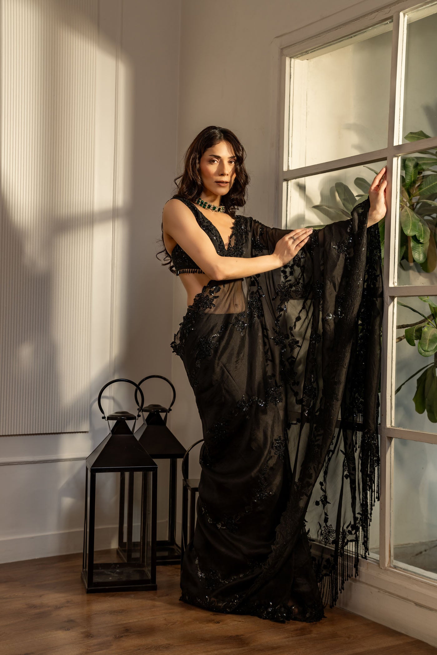 Celestial Black Saree