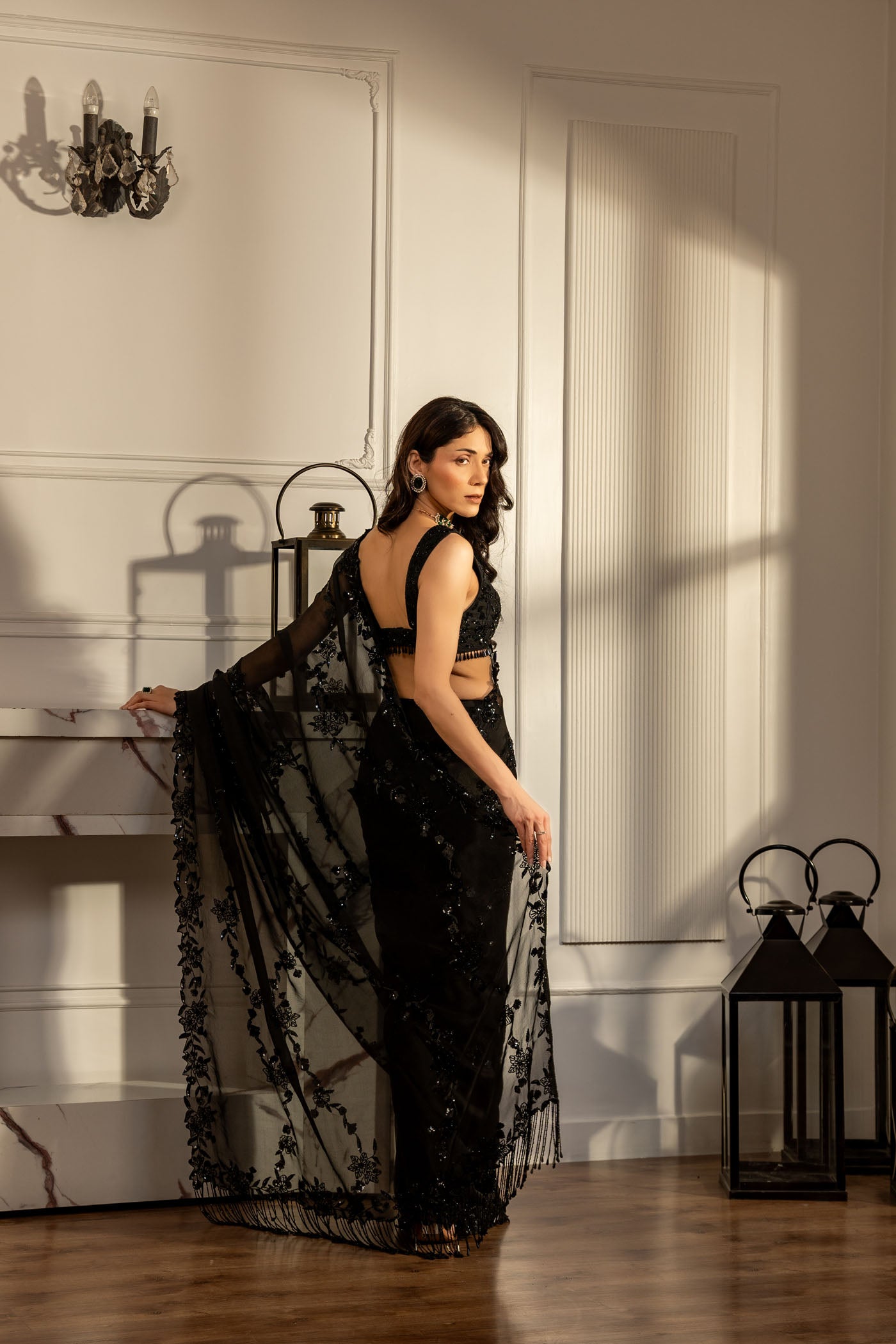 Celestial Black Saree