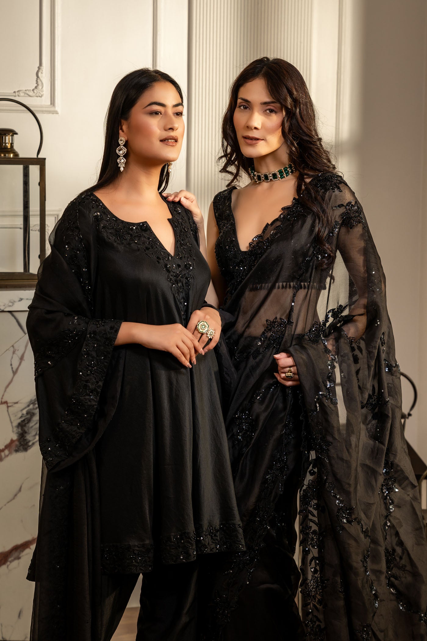 Celestial Black Saree