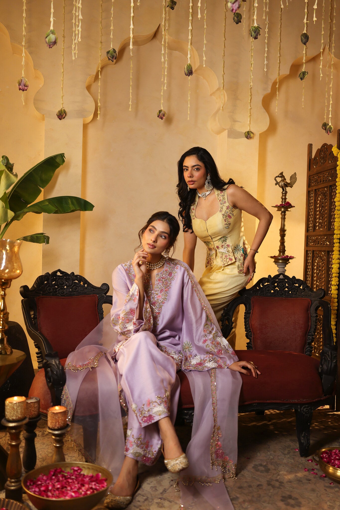 Lilac Kurta Set with Embroidered Detailing — styled with the butter yellow co-ord