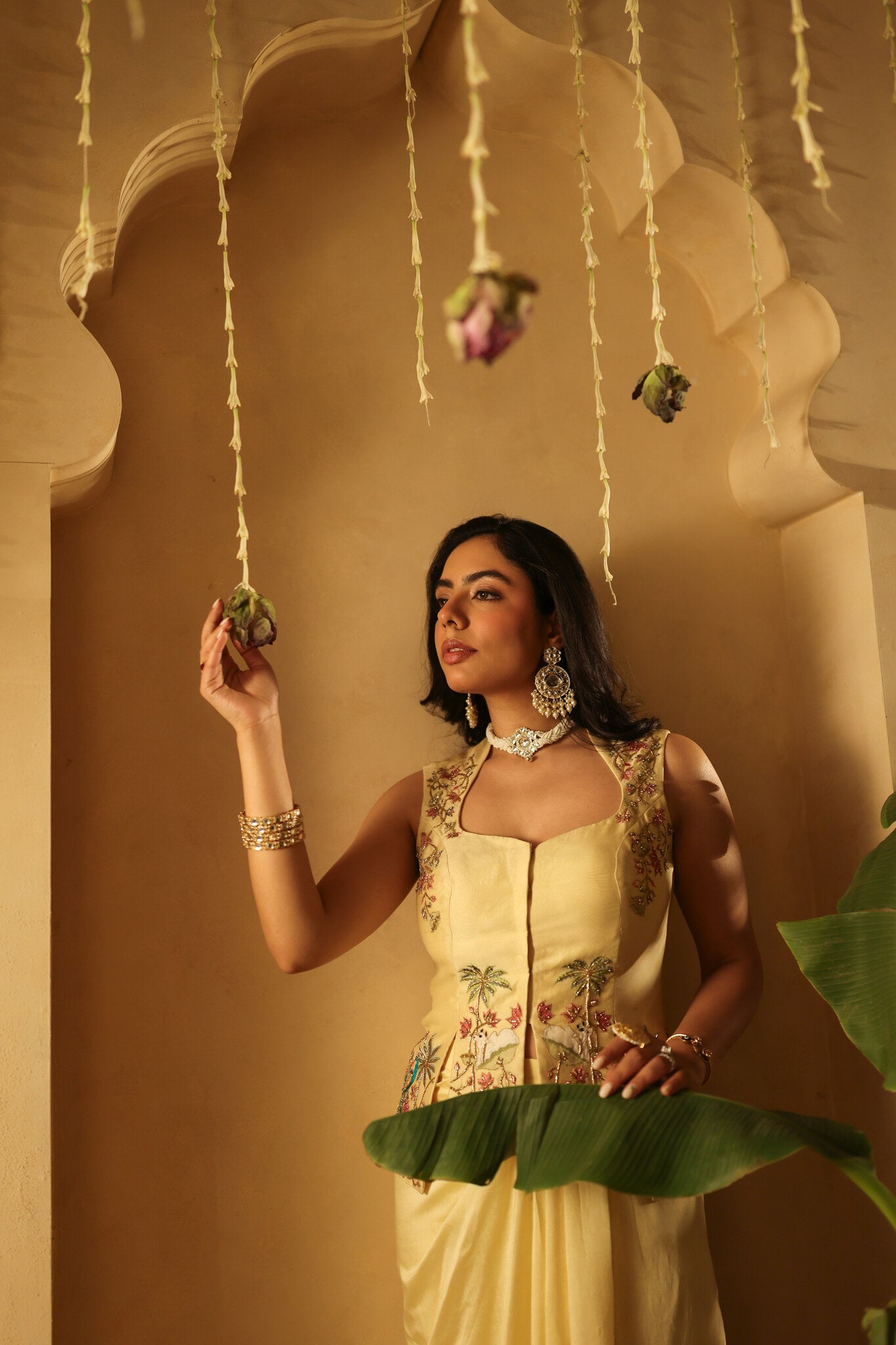 Butter Yellow Co-ord Set with Floral Embroidery — editorial