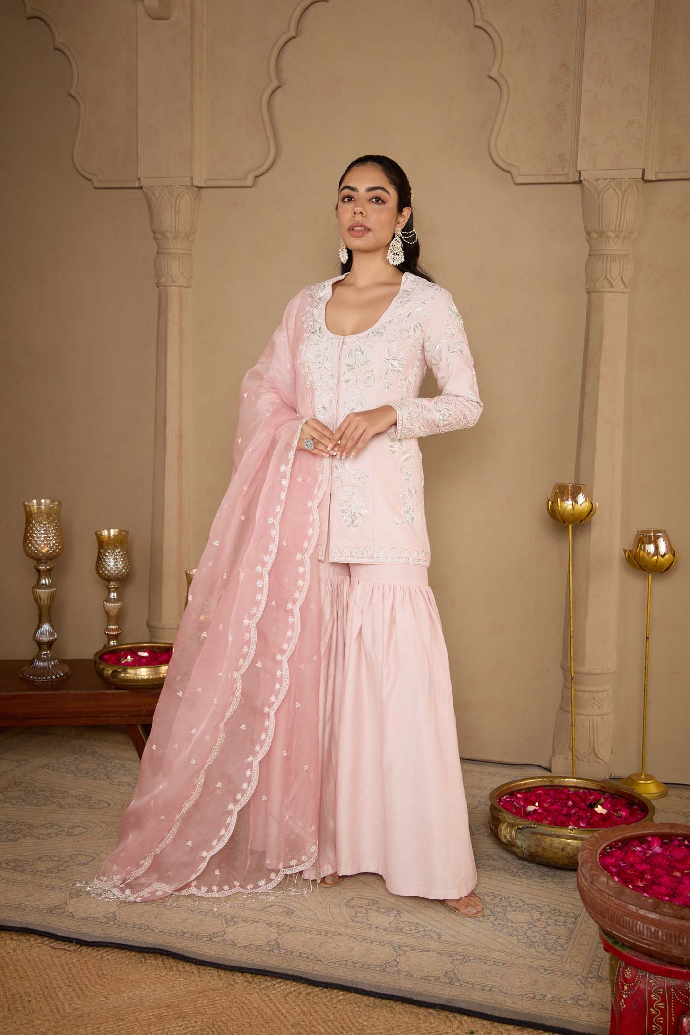 Rosée Blush Gharara Set With Dupatta