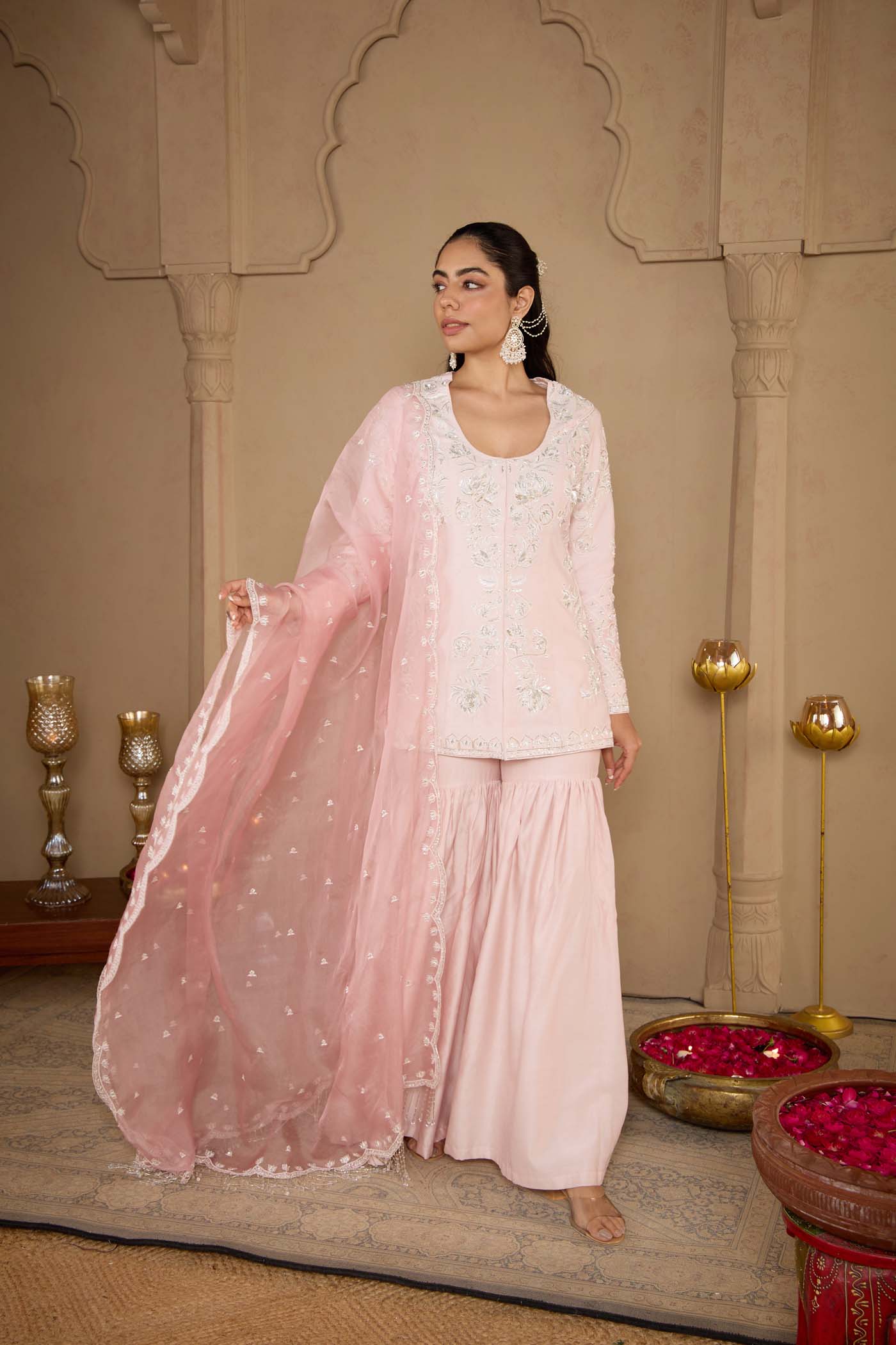 Rosée Blush Gharara Set With Dupatta