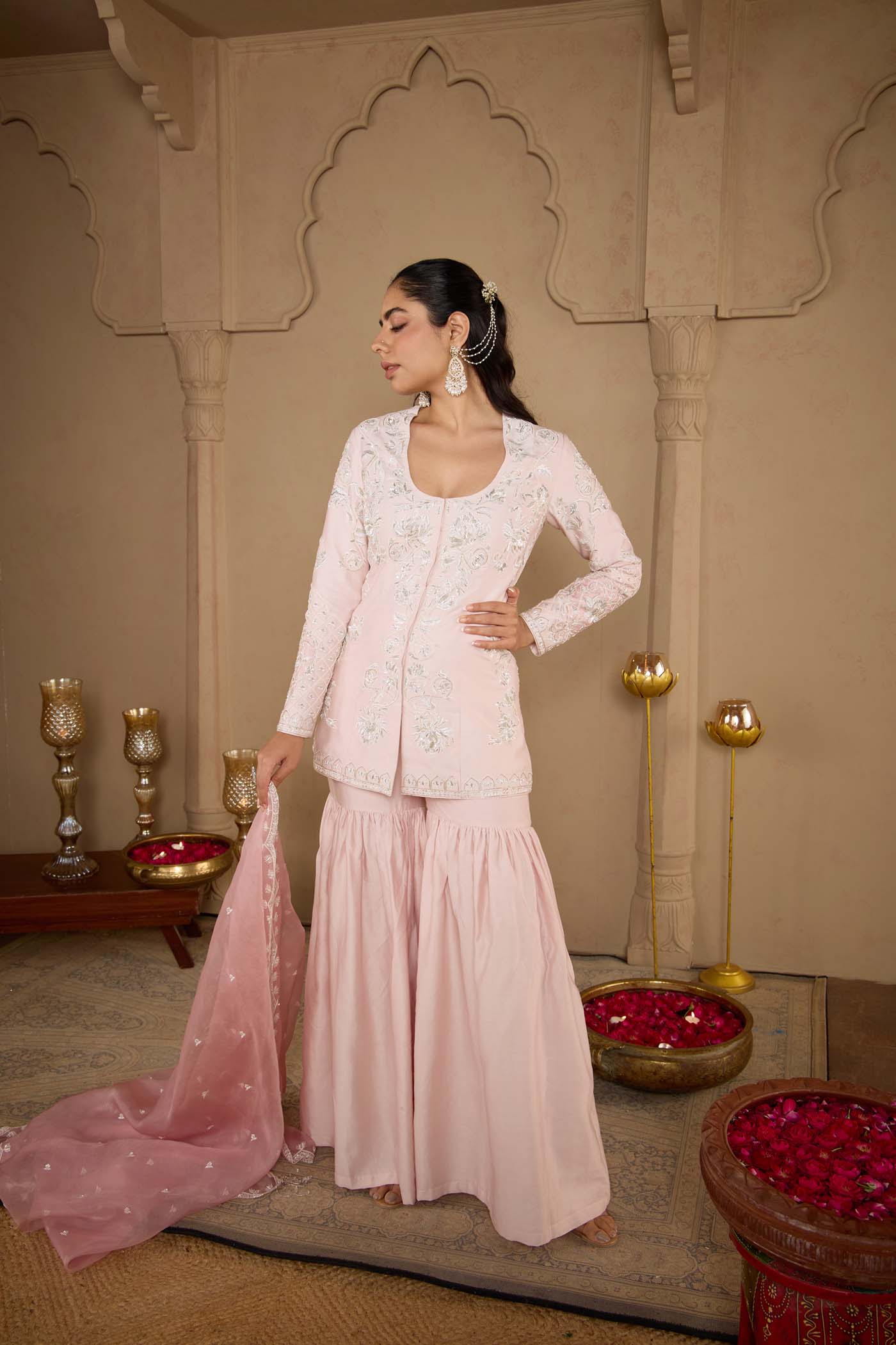 Rosée Blush Gharara Set With Dupatta