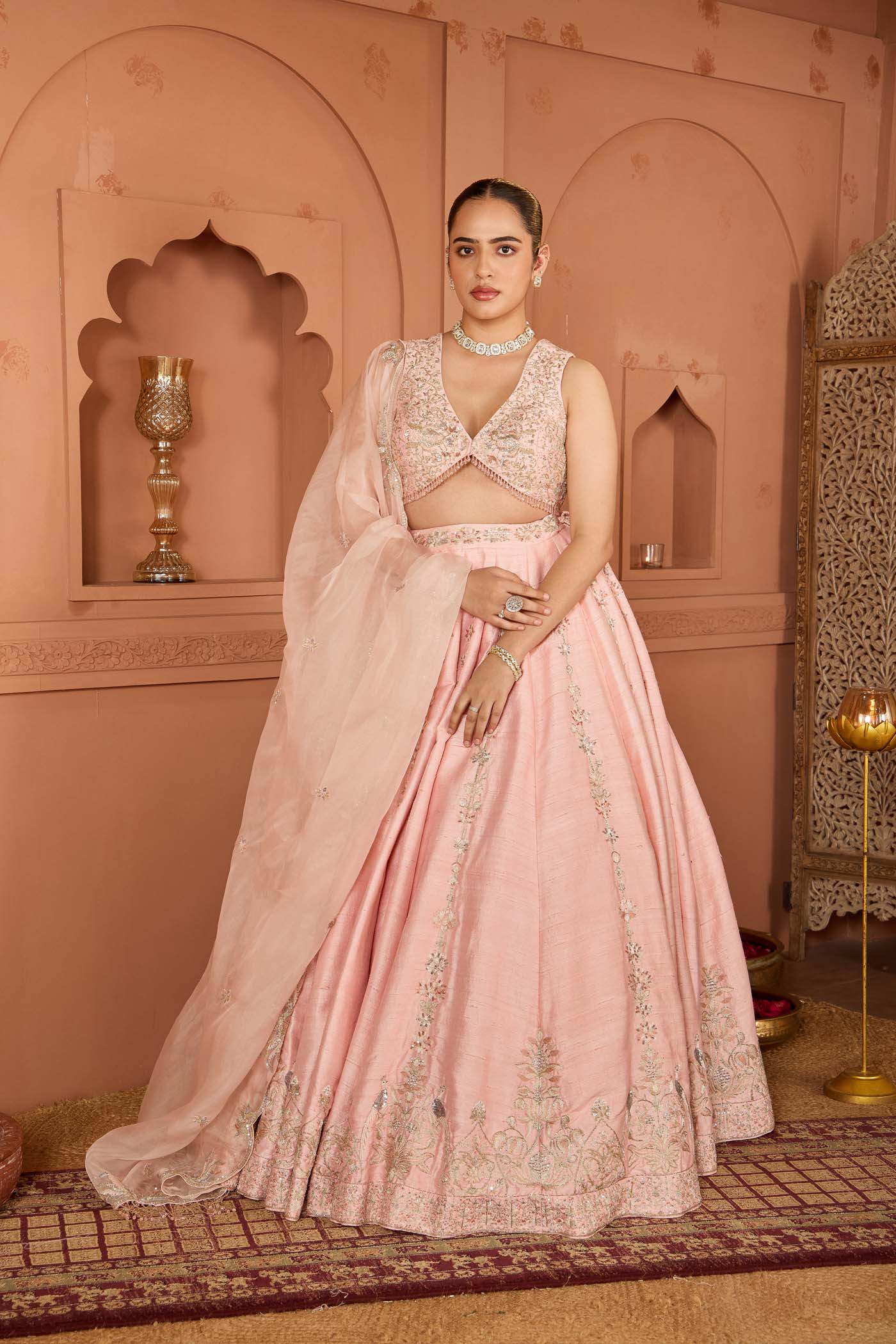 Peach Bloom Lehenga Set