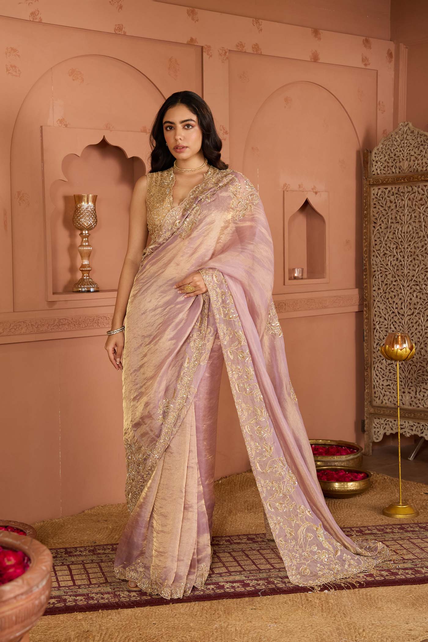 Lilac Breeze Tissue Saree